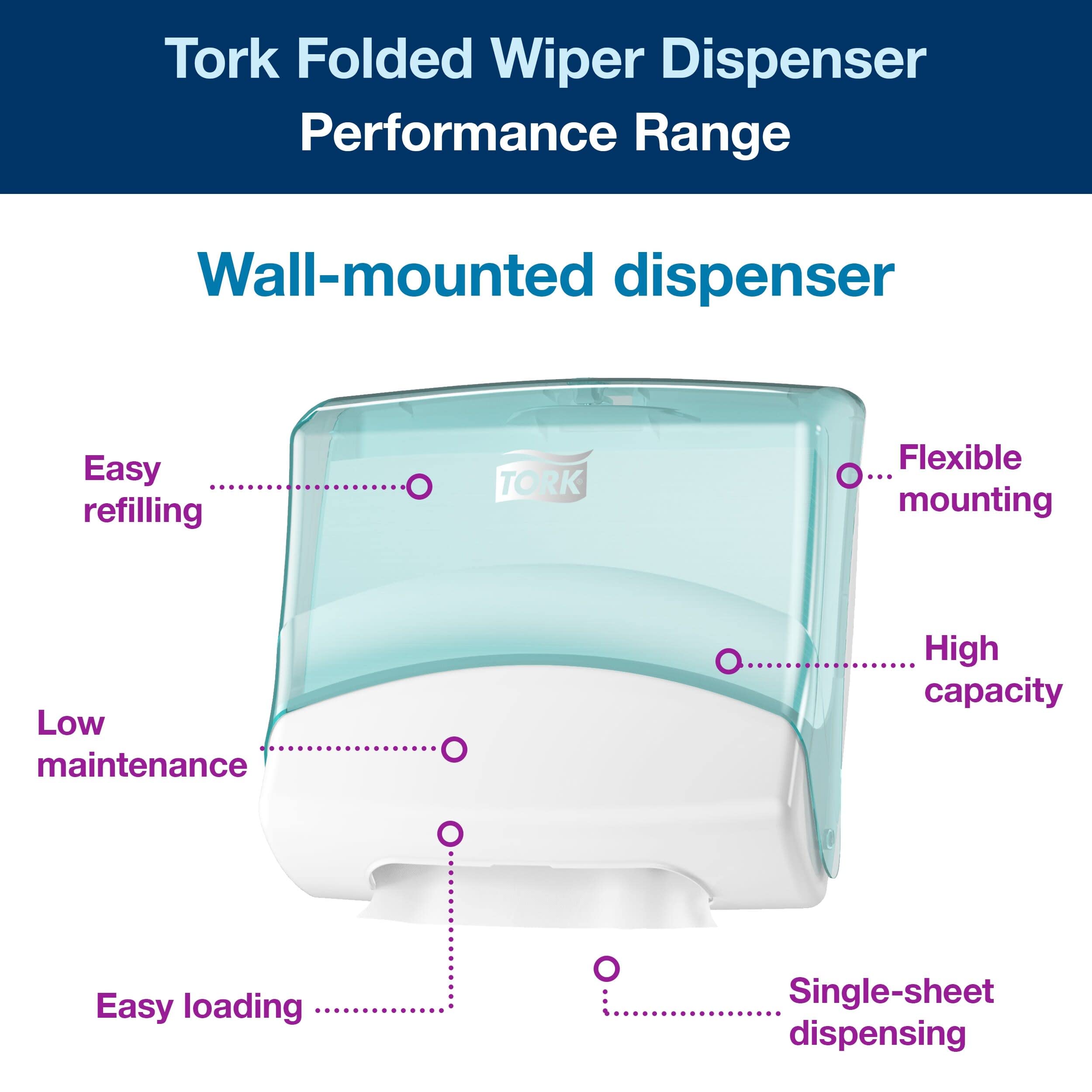 Tork Performance 654000 dispenser parete bianco turchese