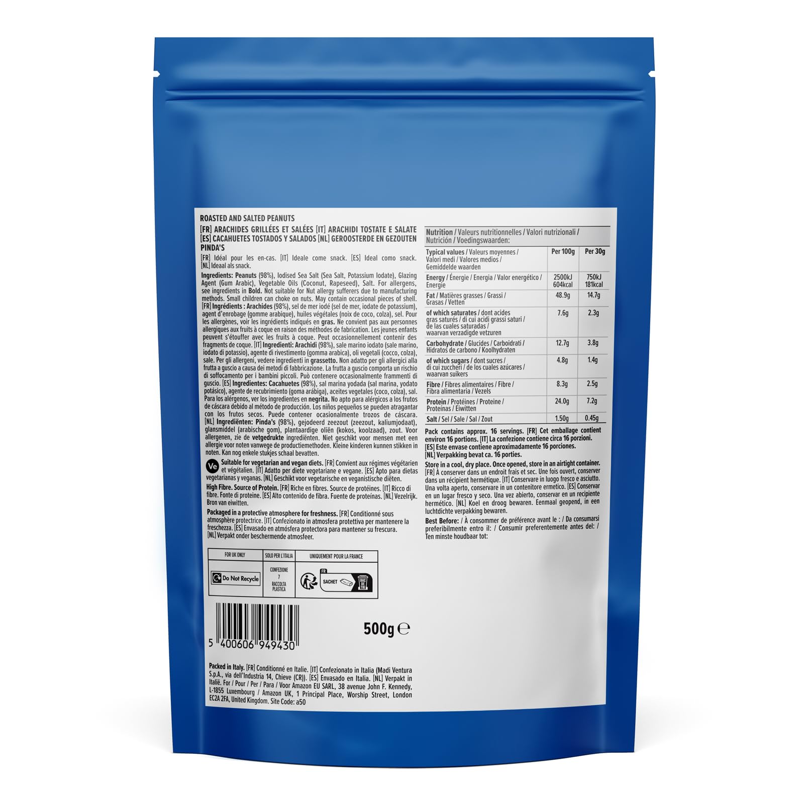 by Amazon Arachidi Tostate e Salate 500g Proteiche