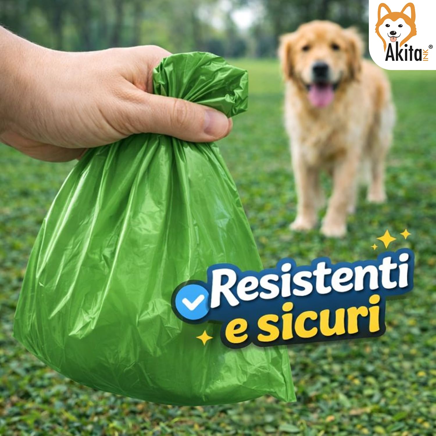 Akitaink sacchetti cane 1080 pezzi 31x22 cm antistrappo