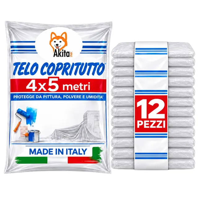 Akitaink telo copritutto 4x5 m 12 pezzi trasparente