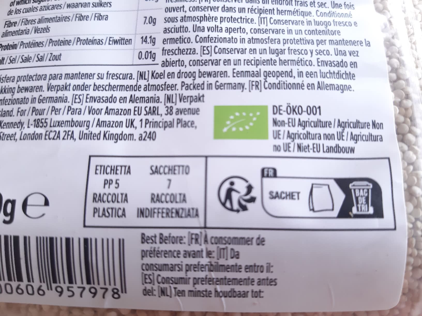 by Amazon Quinoa Biologica Bianca 500 g fonte di fibre