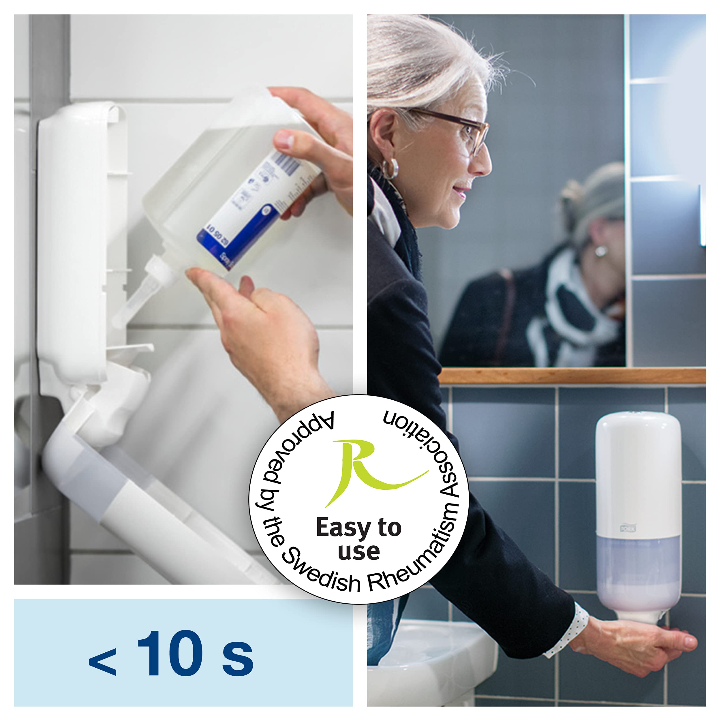 Tork S1 Dispenser Sapone Liquido Bianco + Ricarica 1L