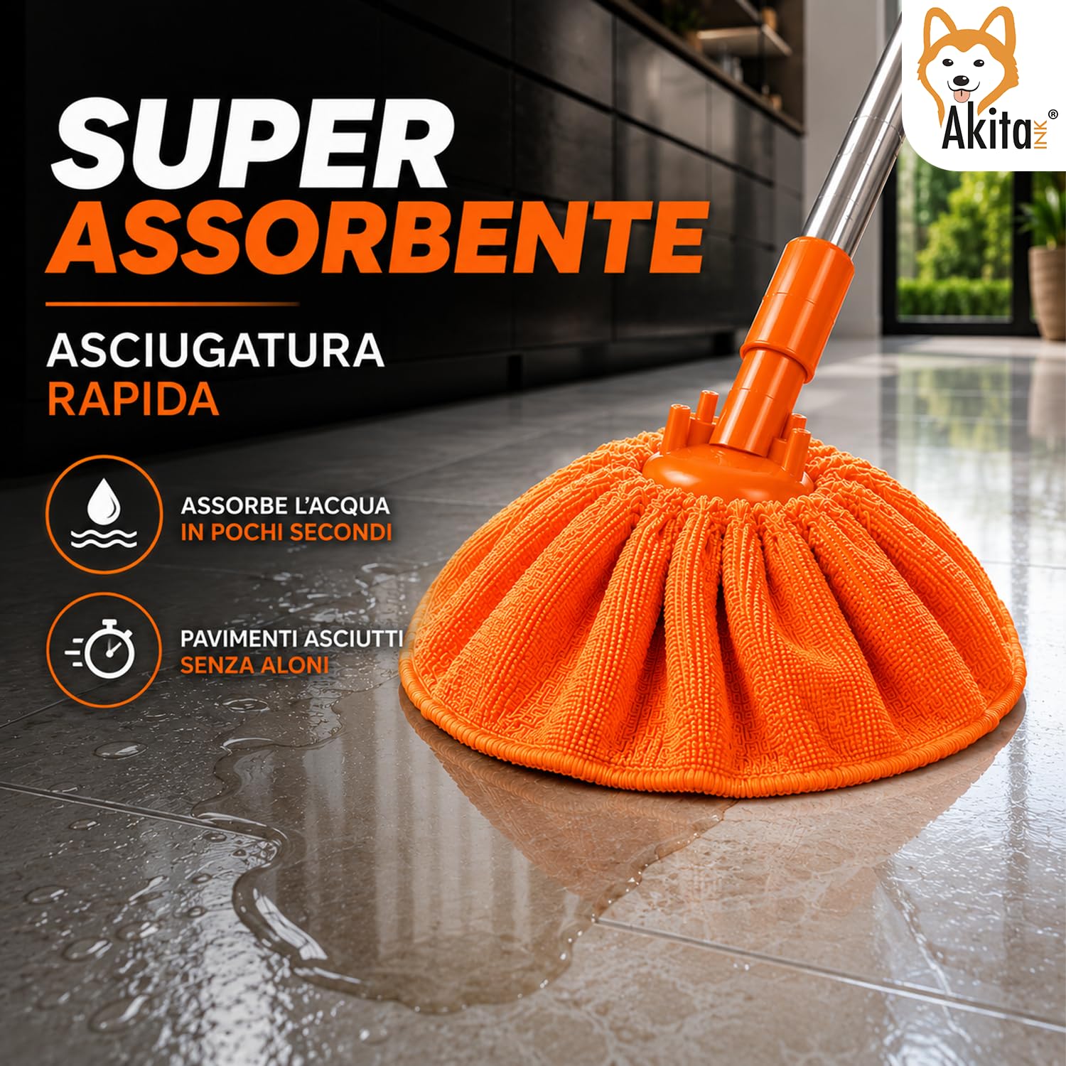Akitaink Mop Gonnellina 150 g Set 3 Pezzi Colorati