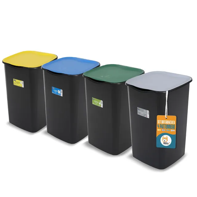 Akitaink AKIJAZZ4 set 4 bidoni 50L raccolta differenziata