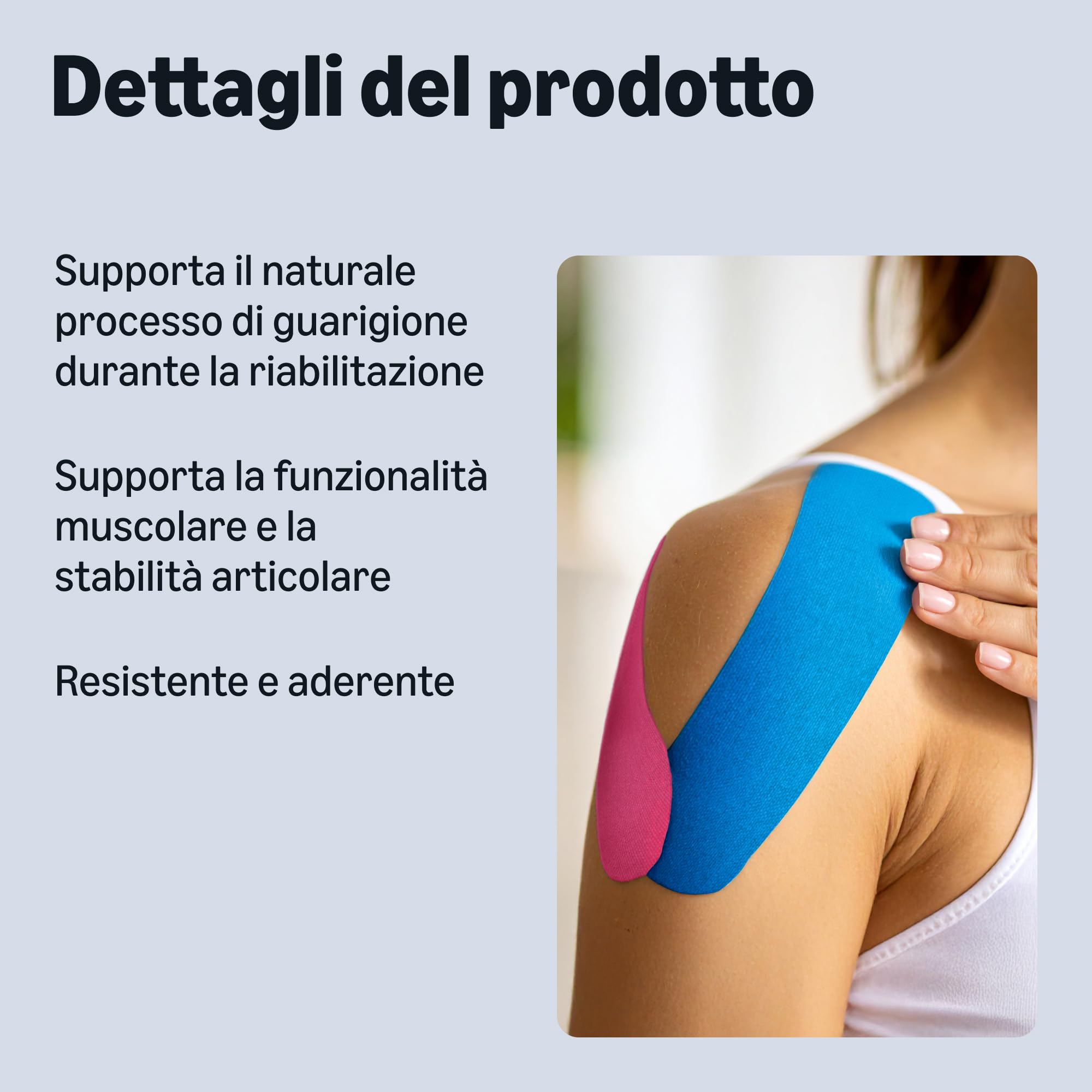 Healthcare by Amazon Kinetic Nastro Sportivo 5m Blu Rosa x2