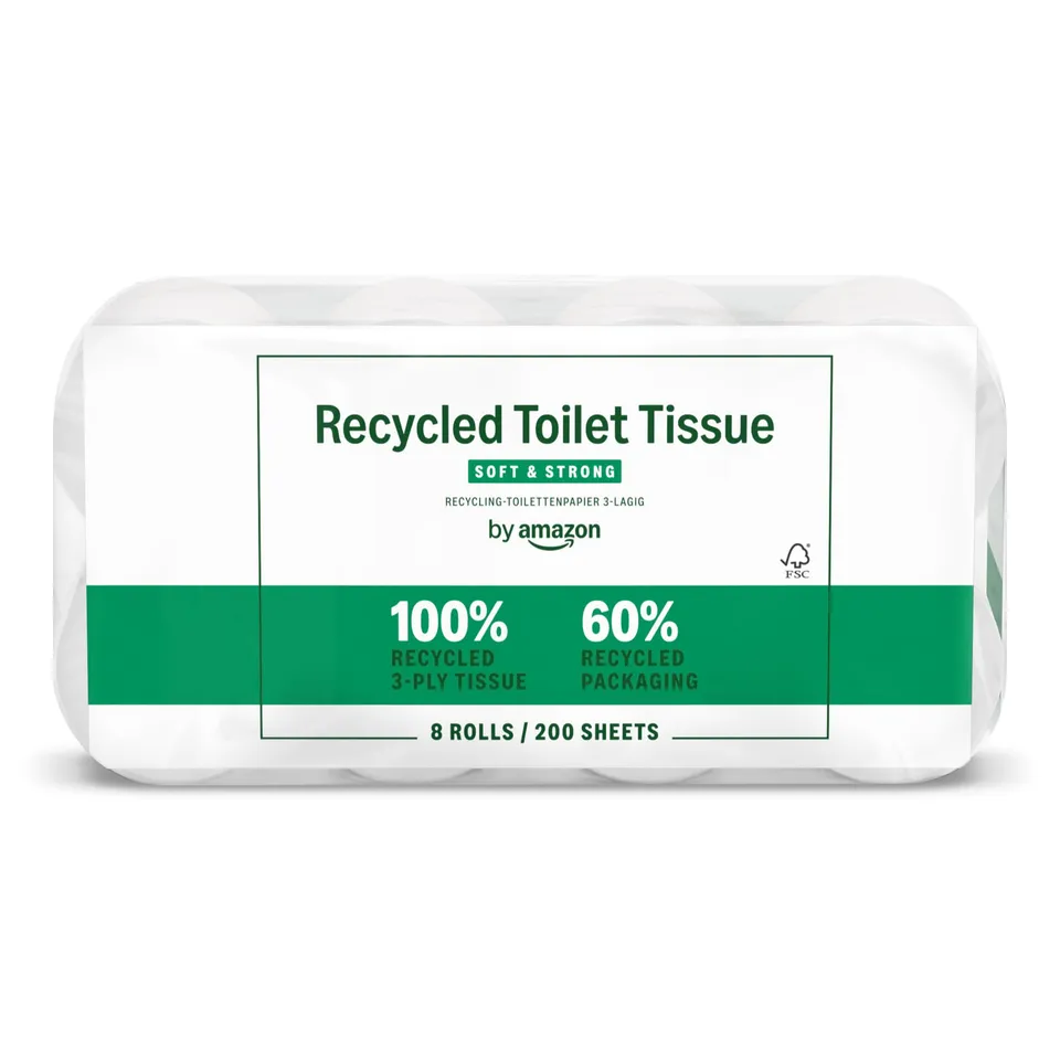 by Amazon carta igienica riciclata 3 veli 8 rotoli 200 strappi