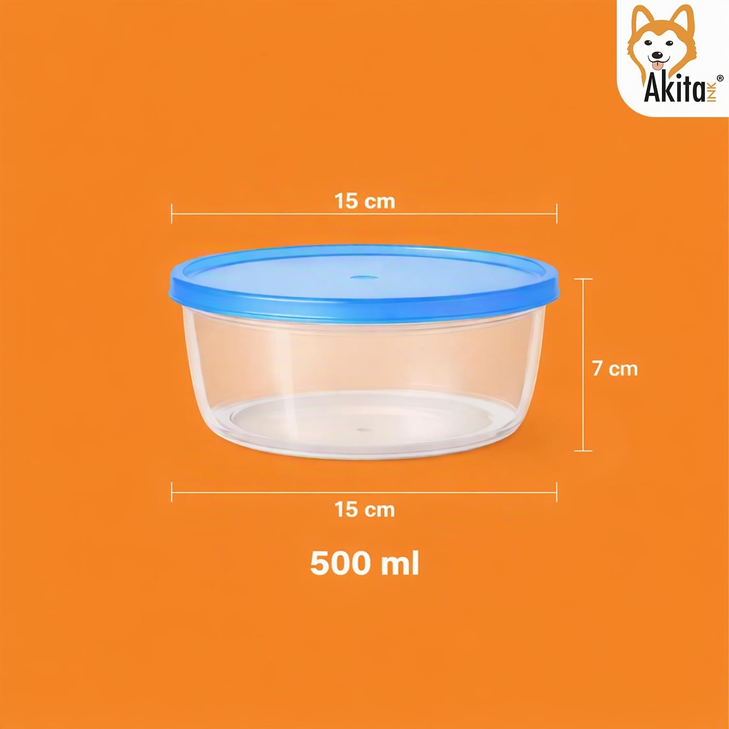 Akitaink contenitori alimenti tondi 500 ml set 12 pezzi ermetici