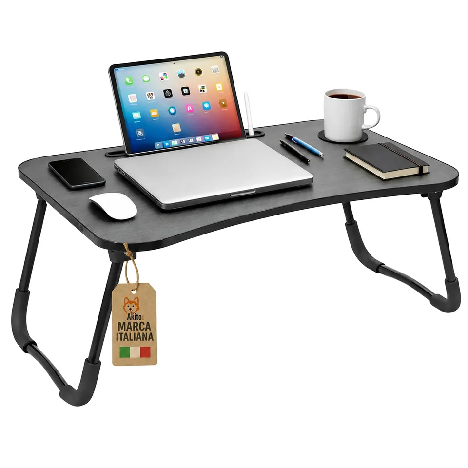 Akitaink tavolino pieghevole laptop nero 60x40x26 cm