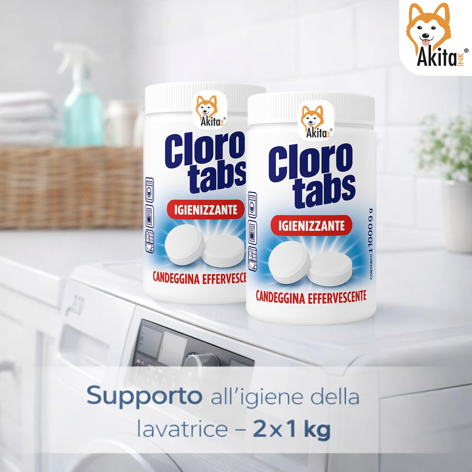 AkitaInk Cloro Tabs pastiglie candeggina 2 kg igienizzanti