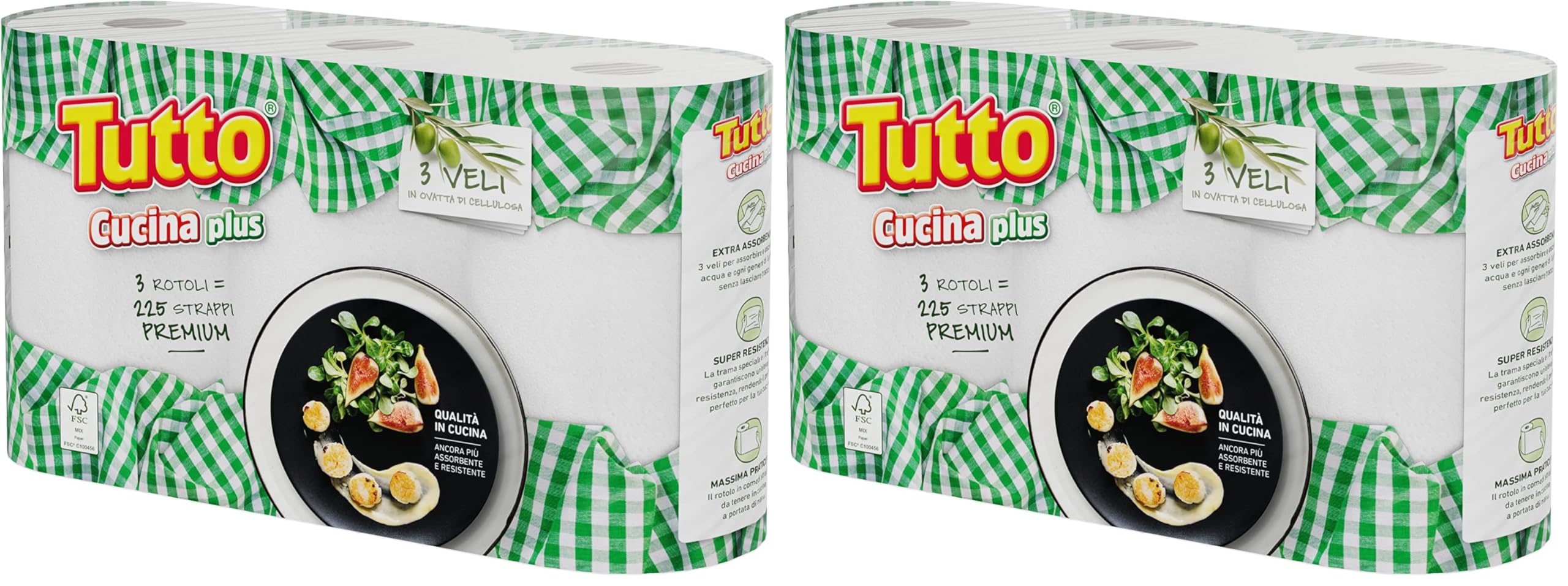 Tutto Cucina Plus carta cucina 3 veli 30 rotoli x 75 strappi assorbente