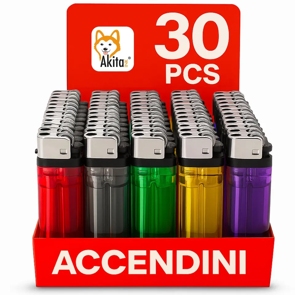 Akitaink accendini pietrina usa e getta colorati 30 pezzi