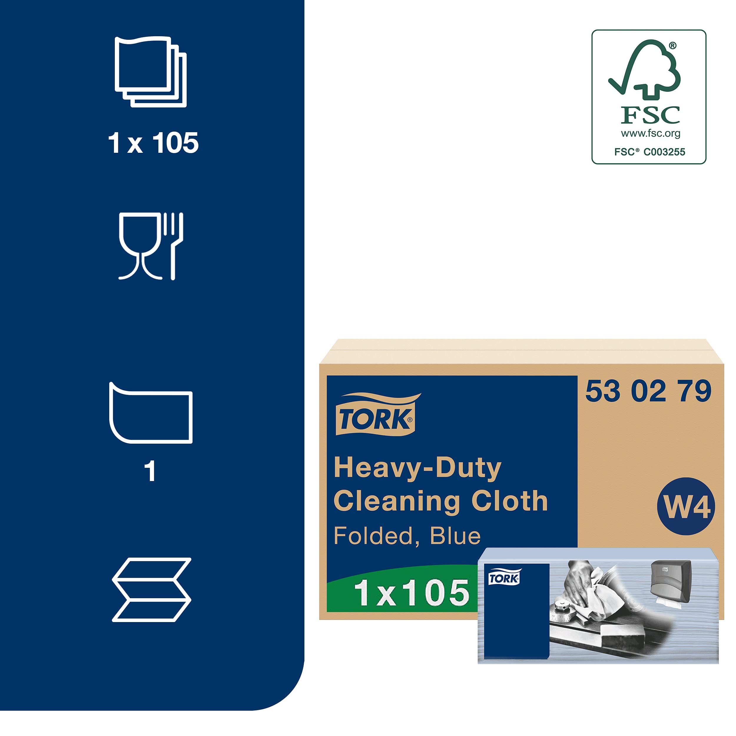 Tork 530279 panni pulizia blu 105 pezzi resistenti