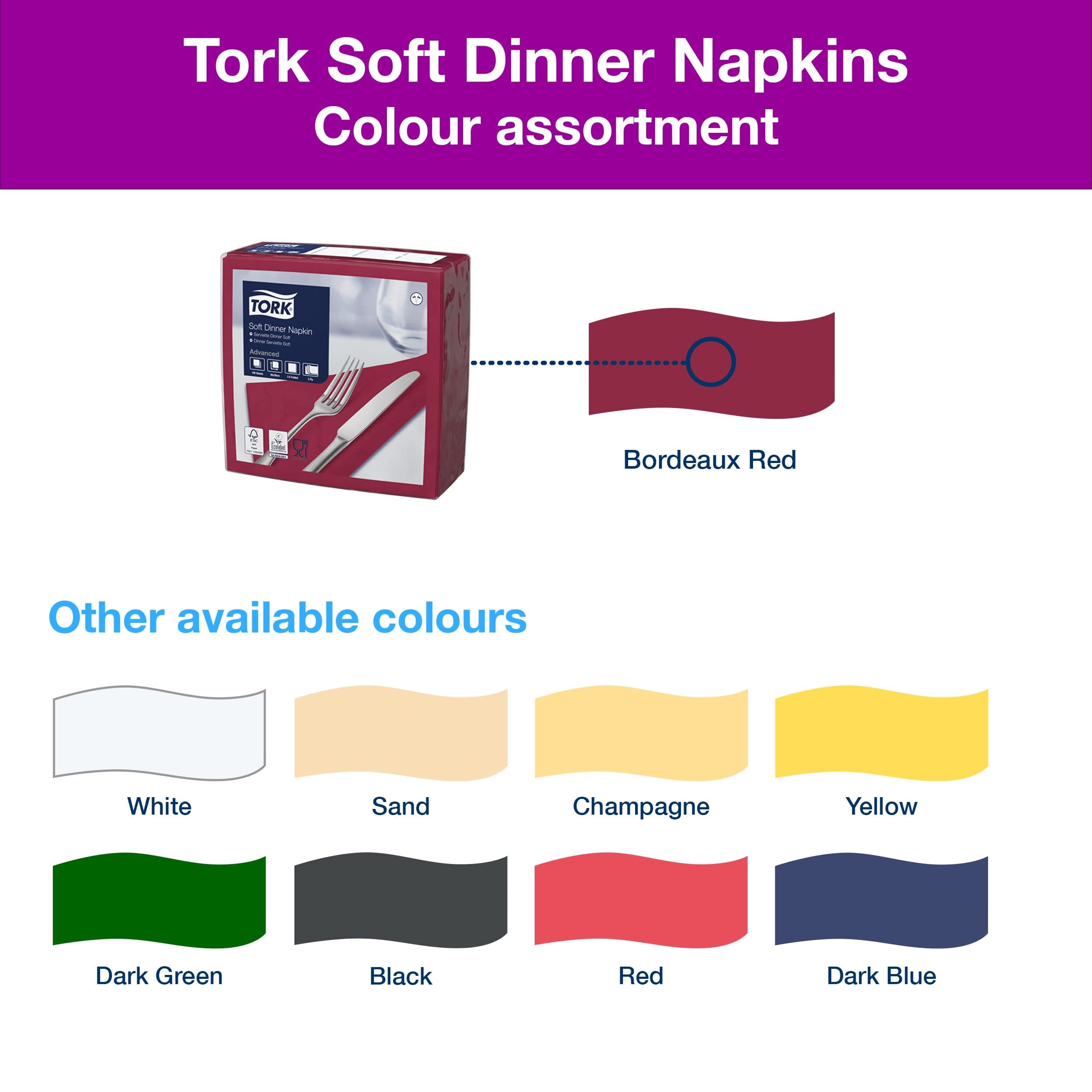 Tork Dinner Soft 477618 tovaglioli bordeaux 1200 pz 3 veli