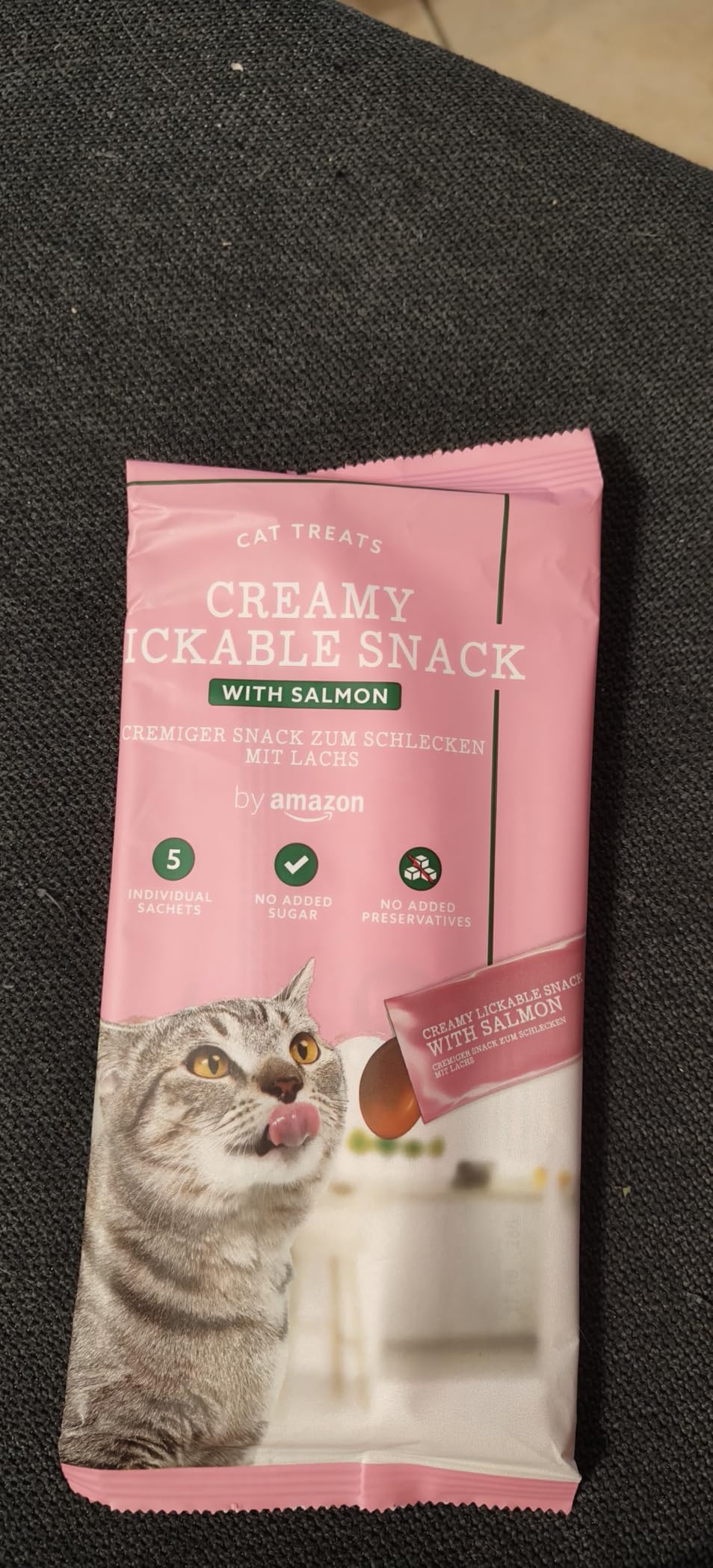 by Amazon Snack leccabile gatti salmone 5x15g cremoso