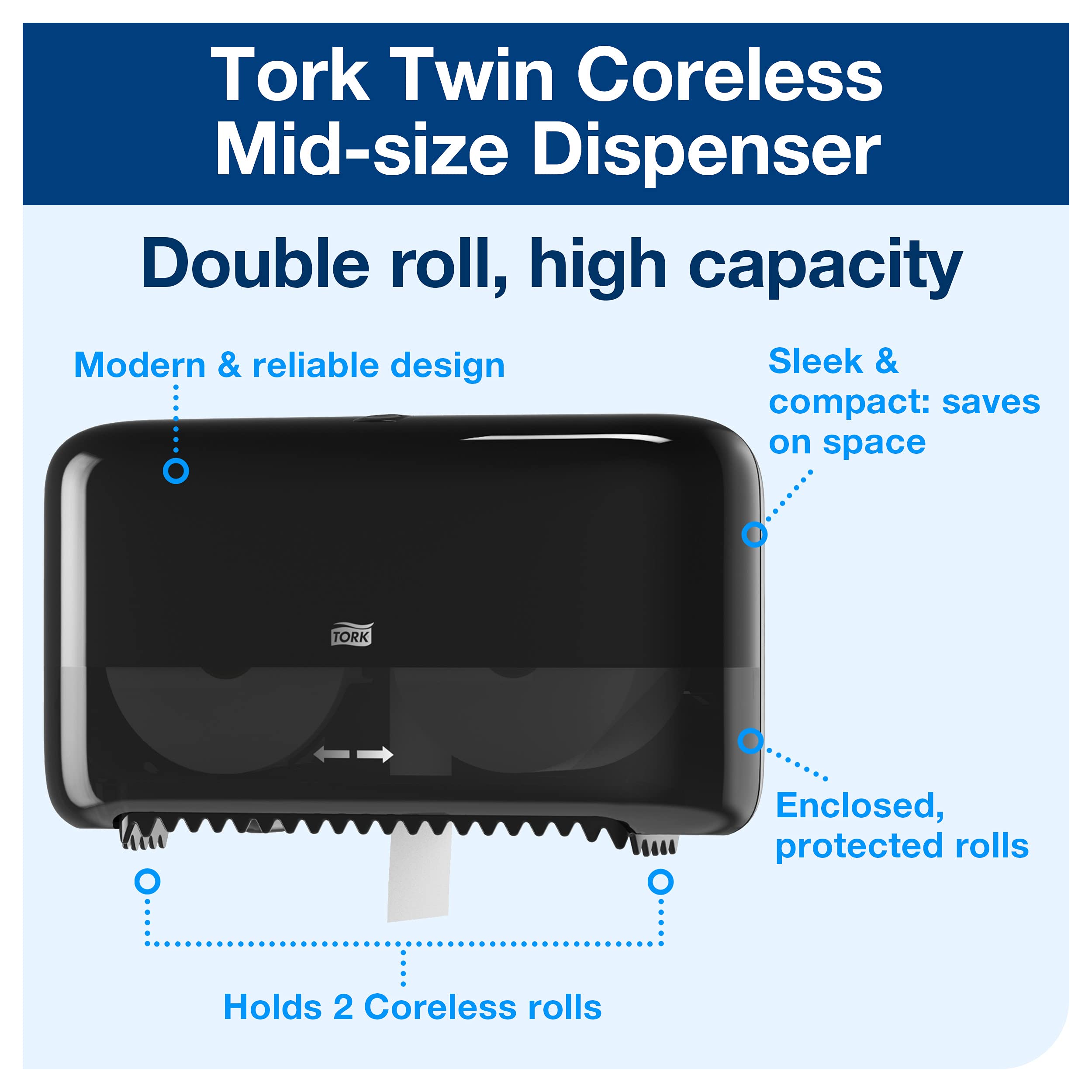 Tork Midi dispenser carta igienica senza anima nero