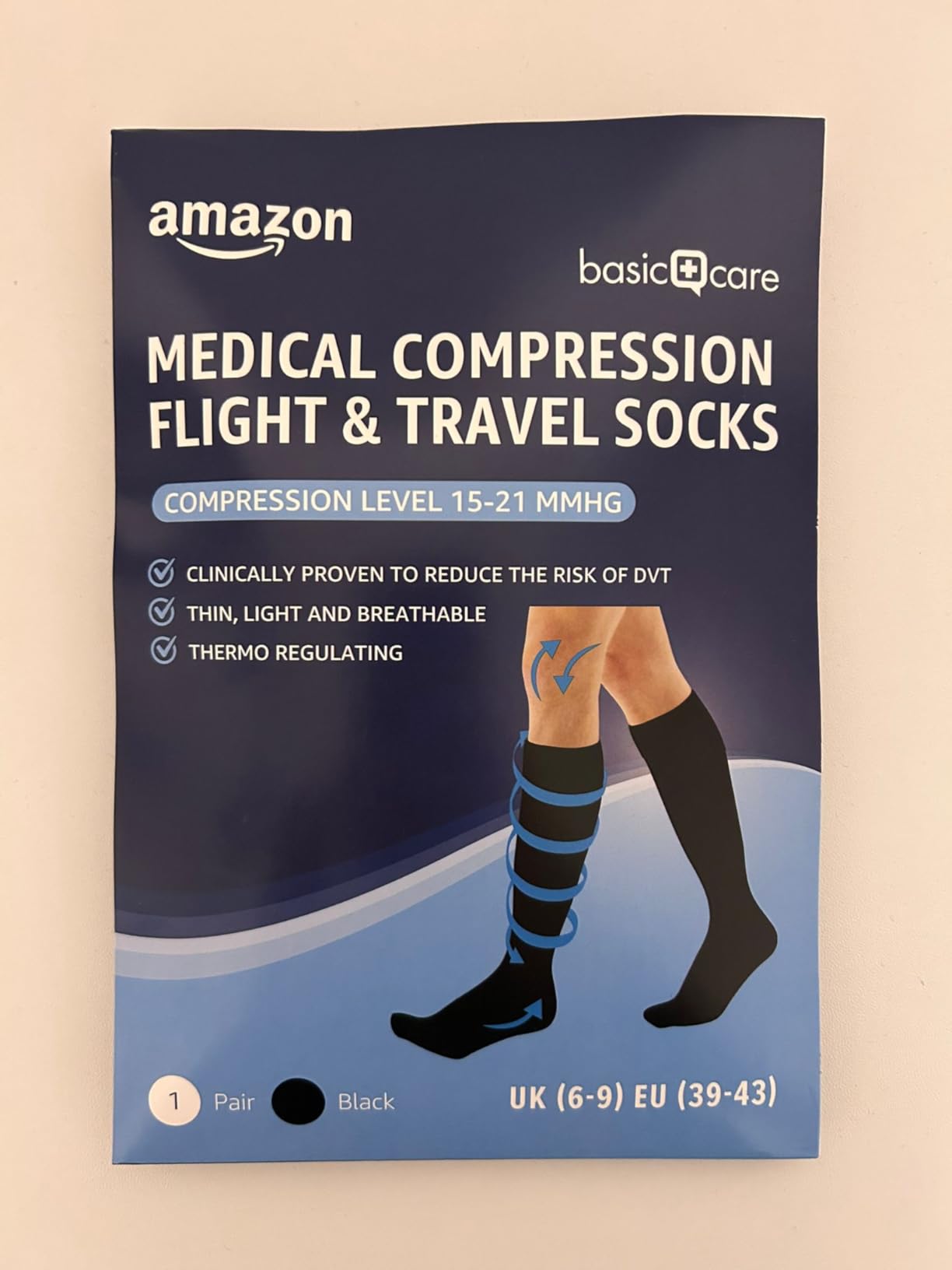 by Amazon Healthcare Calzini a Compressione Viaggio M/L 39-43