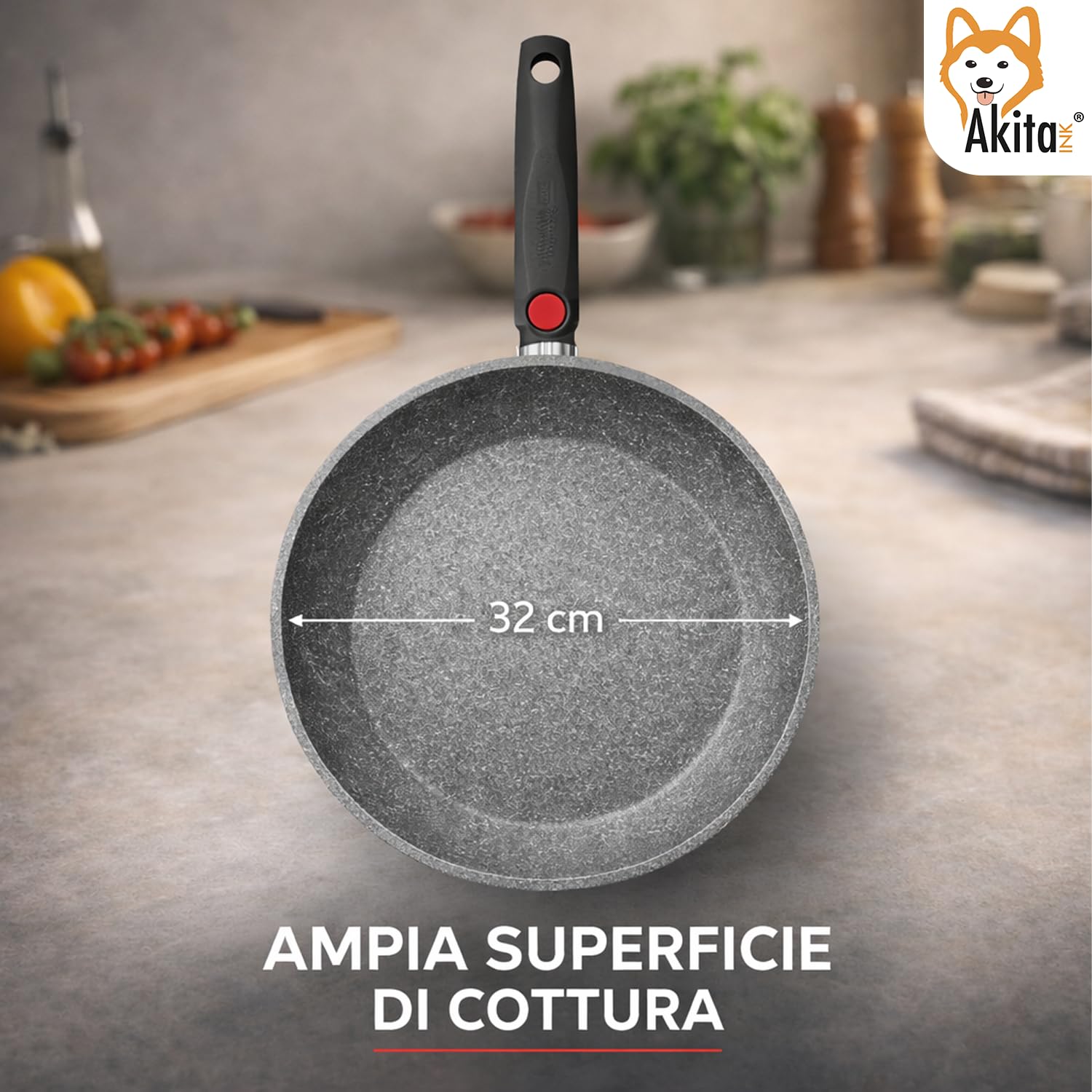 Akitaink Cuore di Pietra Padella Antiaderente 32 cm induzione