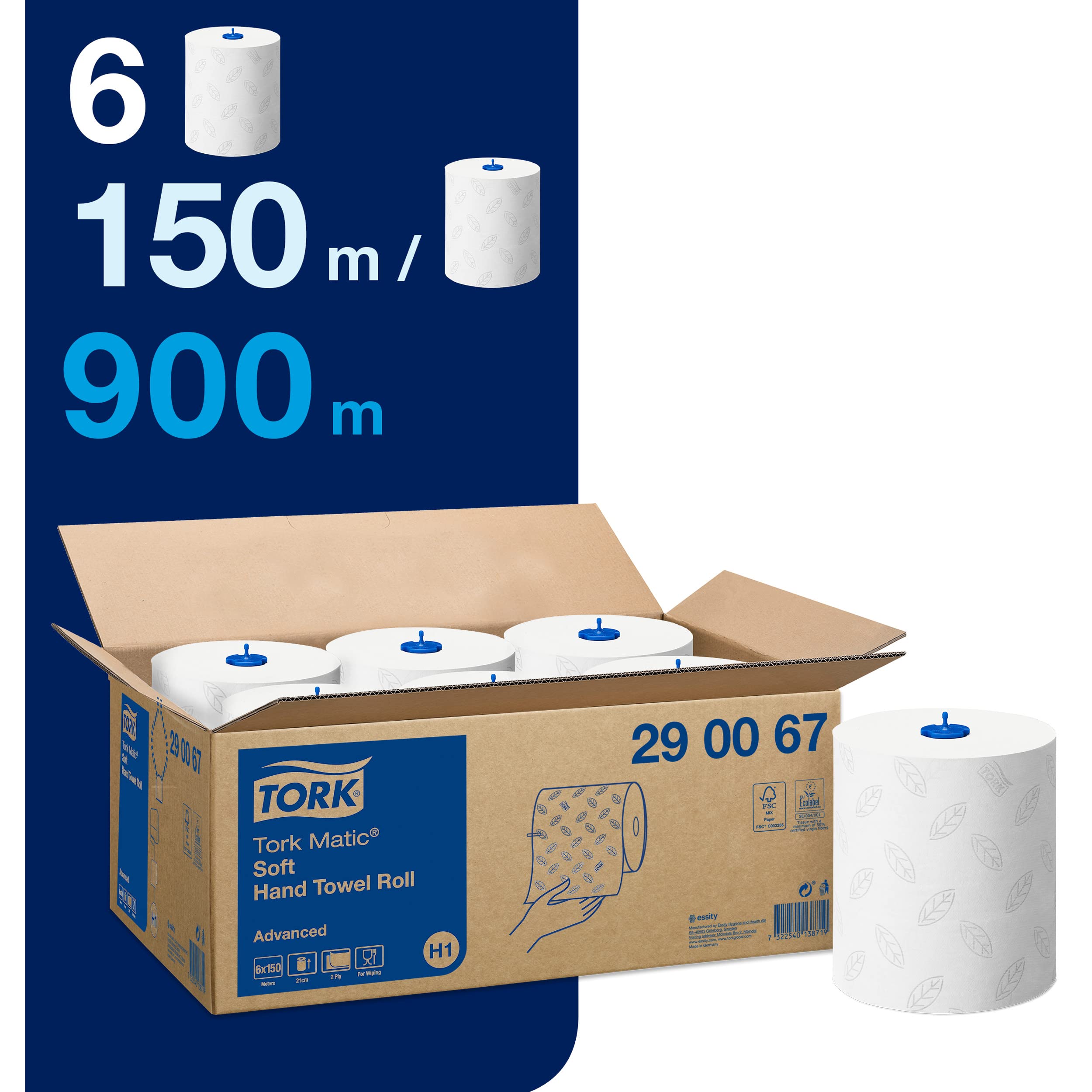 Tork Matic 290067 asciugamano carta 6 rotoli 2 veli