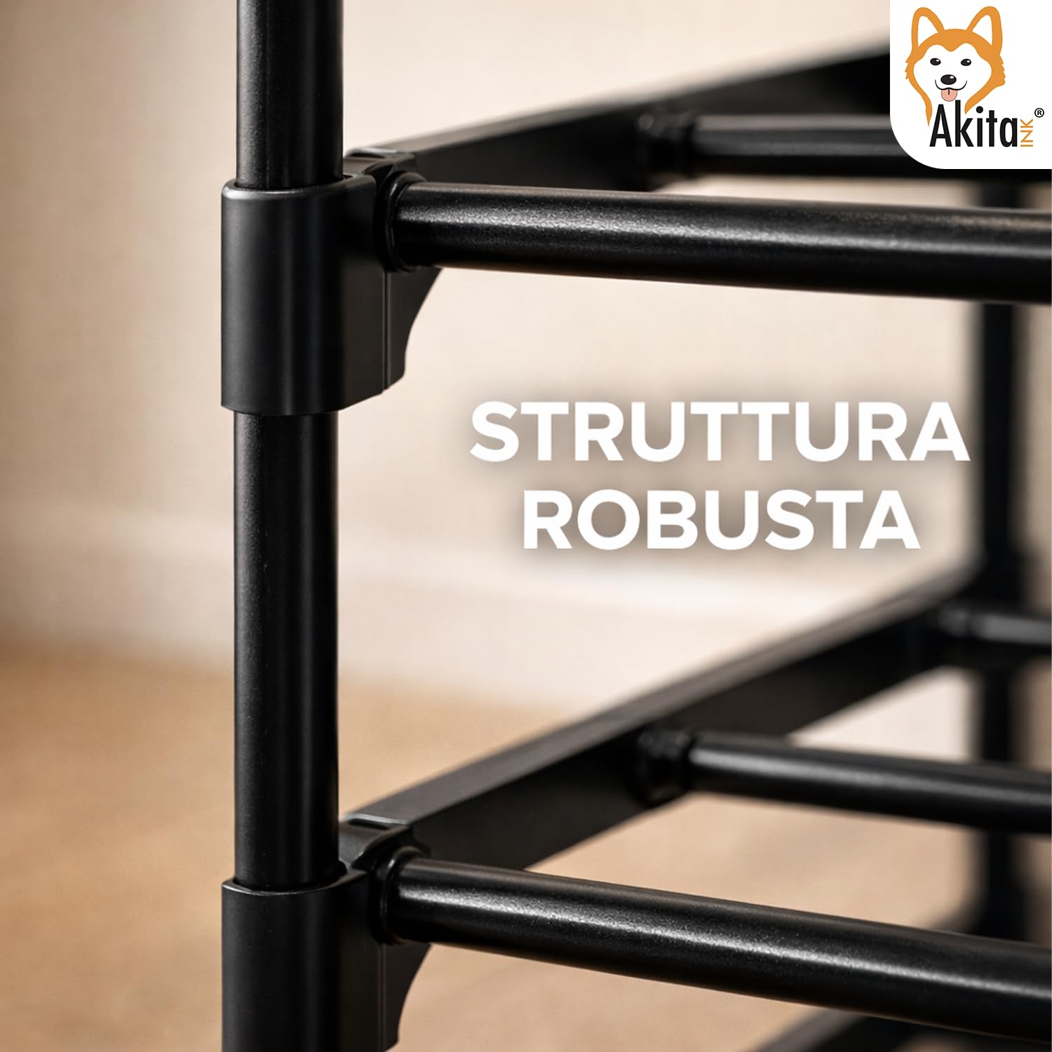 Akitaink Scarpiera 4 Ripiani Nero 20 Paia 65,5x29,5x72 cm