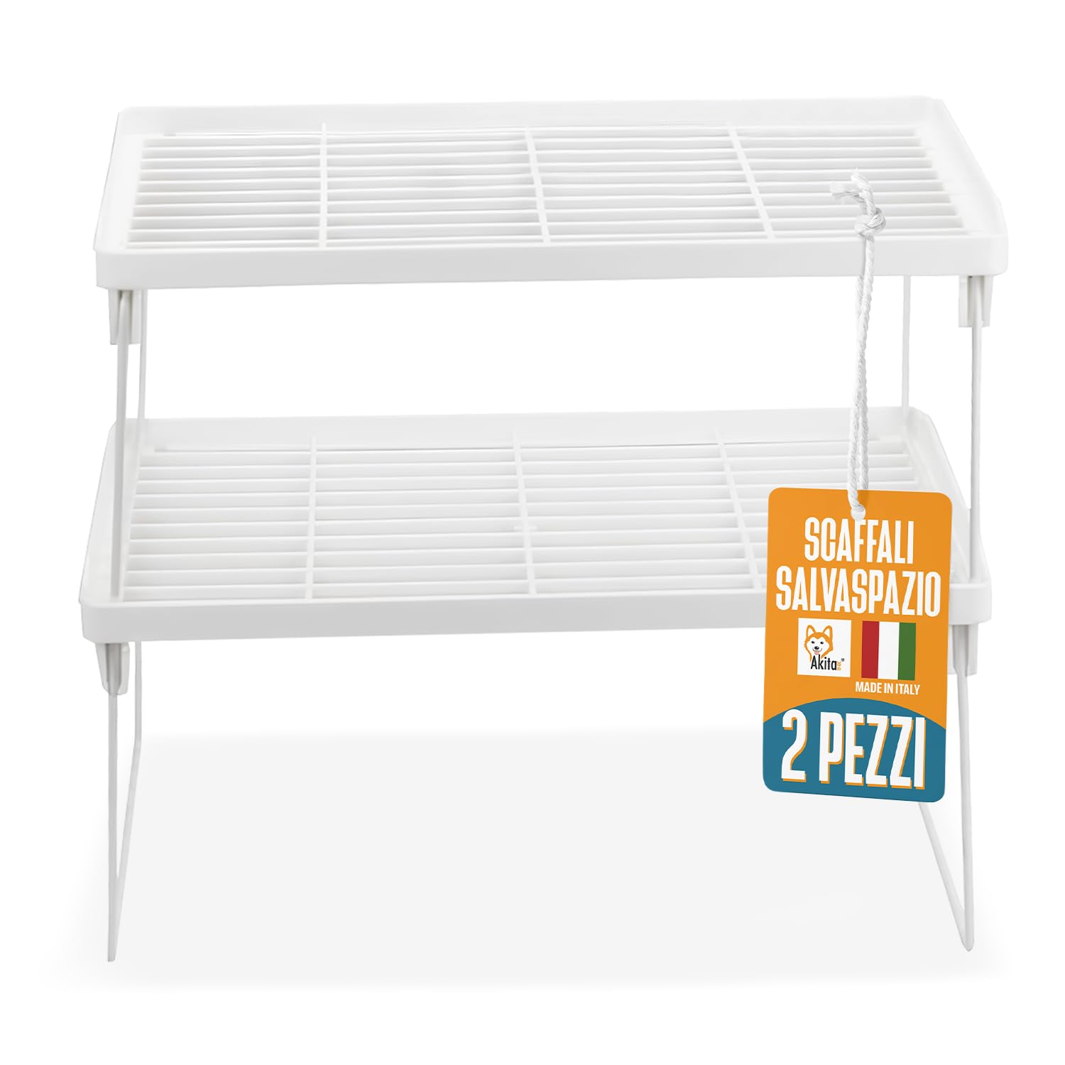 Akitaink scaffale cucina impilabile bianco set 2 pz 10 kg