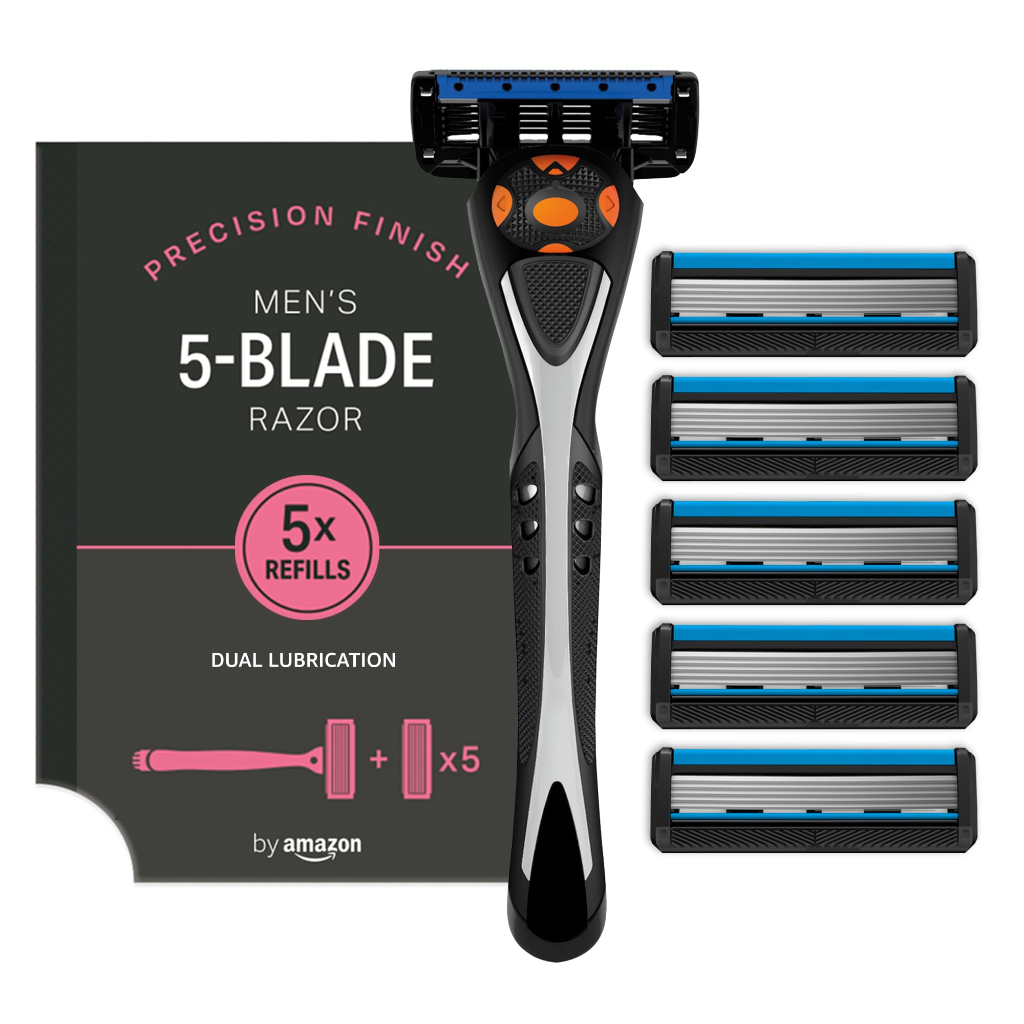 by Amazon Rasoio Uomo 5 Lame con 5 Ricariche Pelli Sensibili