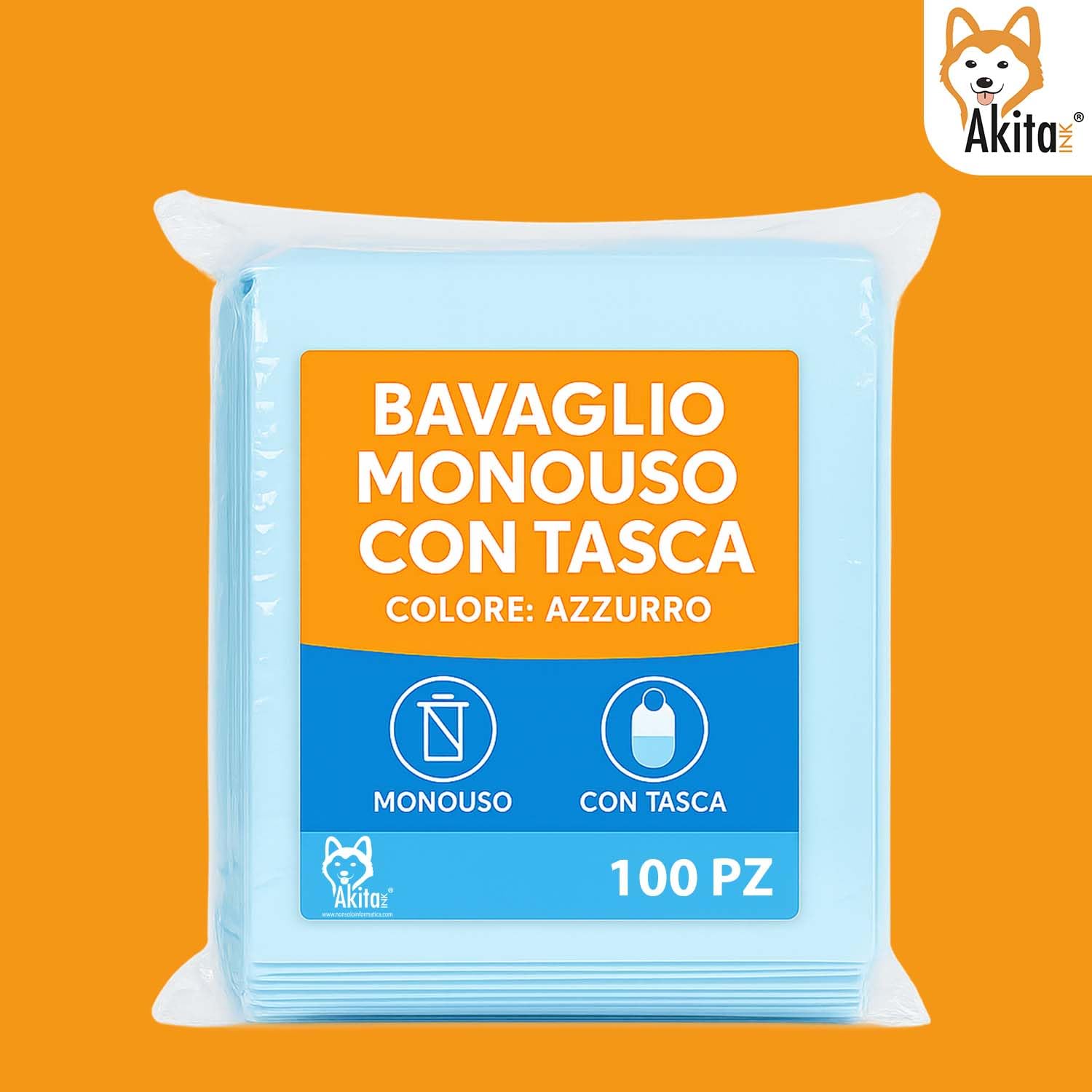 Akitaink Bavagli Monouso Adulti Impermeabili 100 Pezzi 68x37 cm