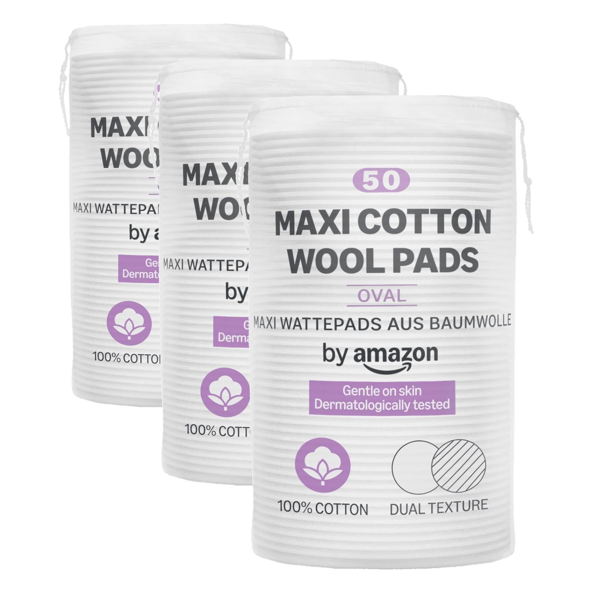 by Amazon Dischetti Cotone Ovali Maxi 50 pz doppia texture