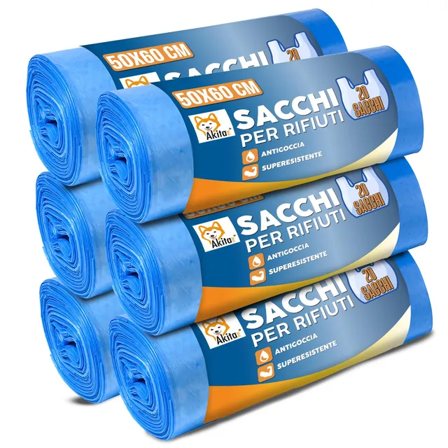 Akitaink sacchi spazzatura 50x60 cm blu 30 L 120 pz