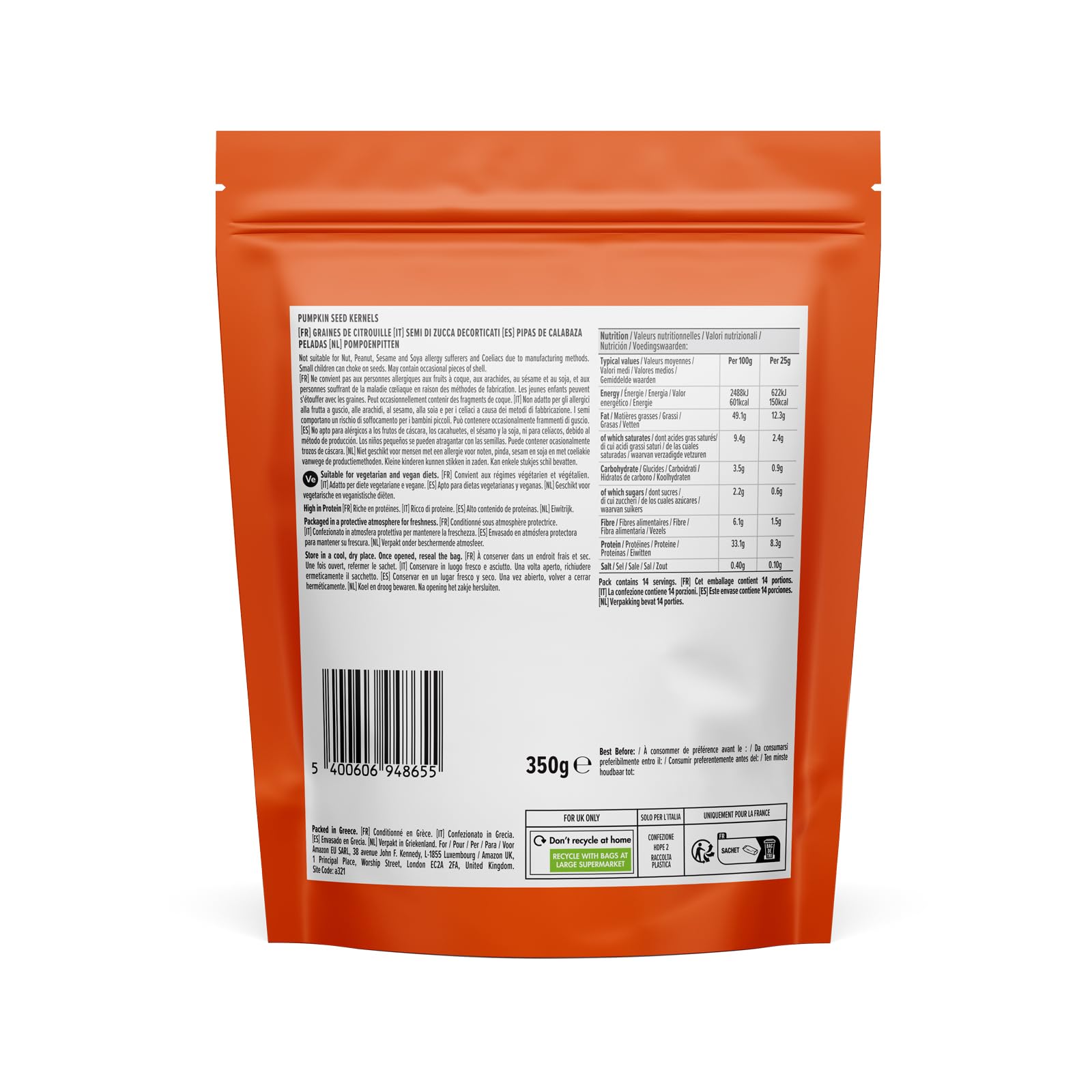 by Amazon semi di zucca naturali 4x350g sgusciati