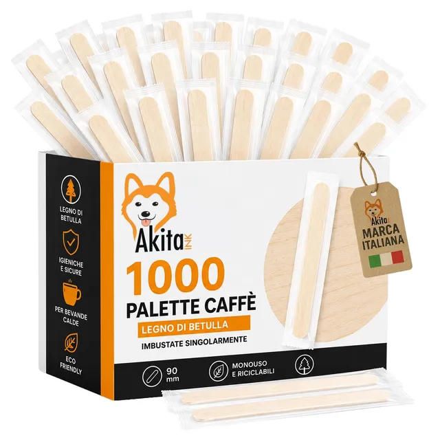Akitaink palette caffè in legno 1000 imbustate biodegradabili