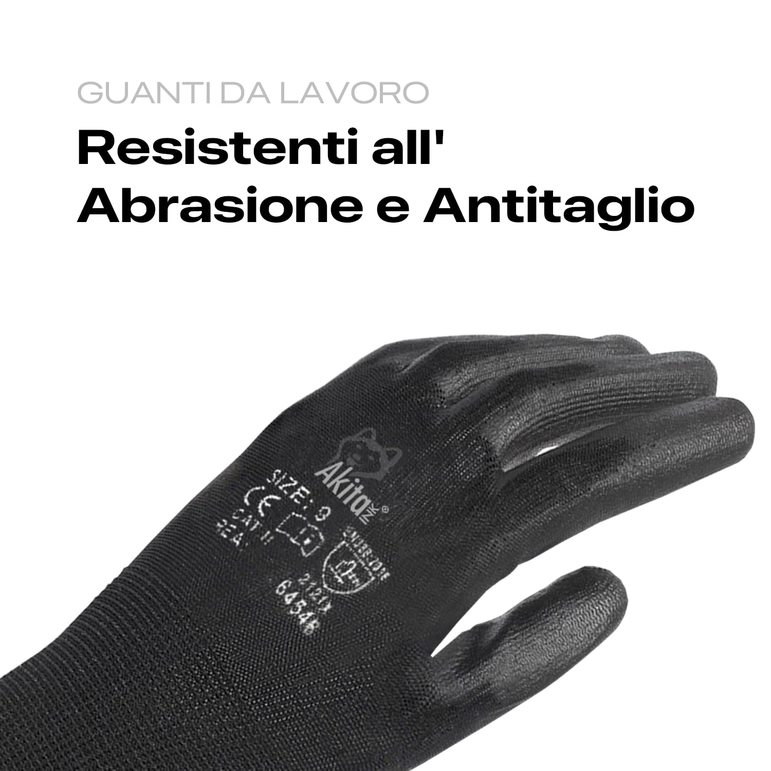 Akitaink Guanti da Lavoro Nylon PU Ant abrasione 12 Paia L