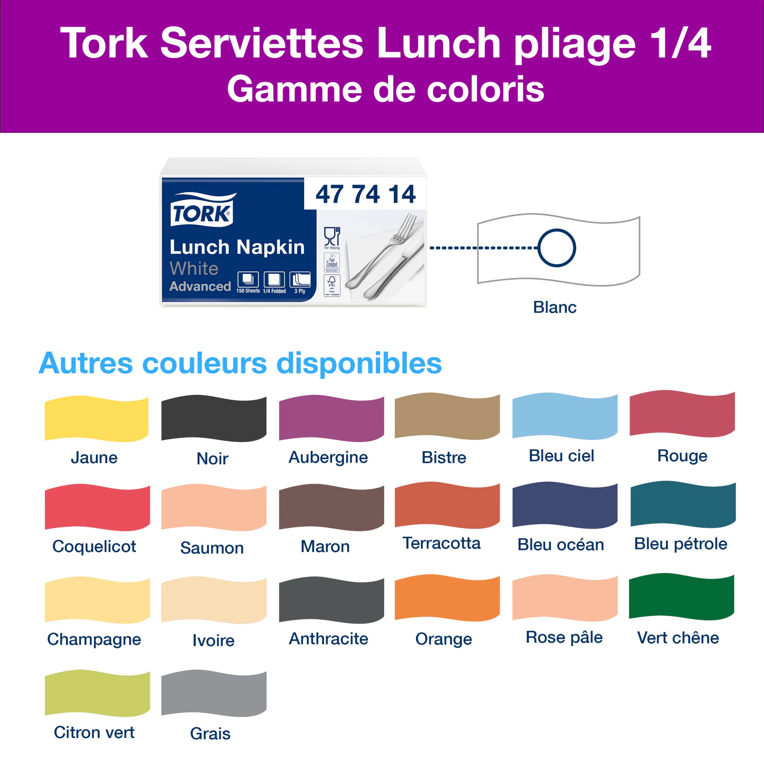 Tork Lunch Soft 477414 tovaglioli carta 3 veli bianco 1500 pz