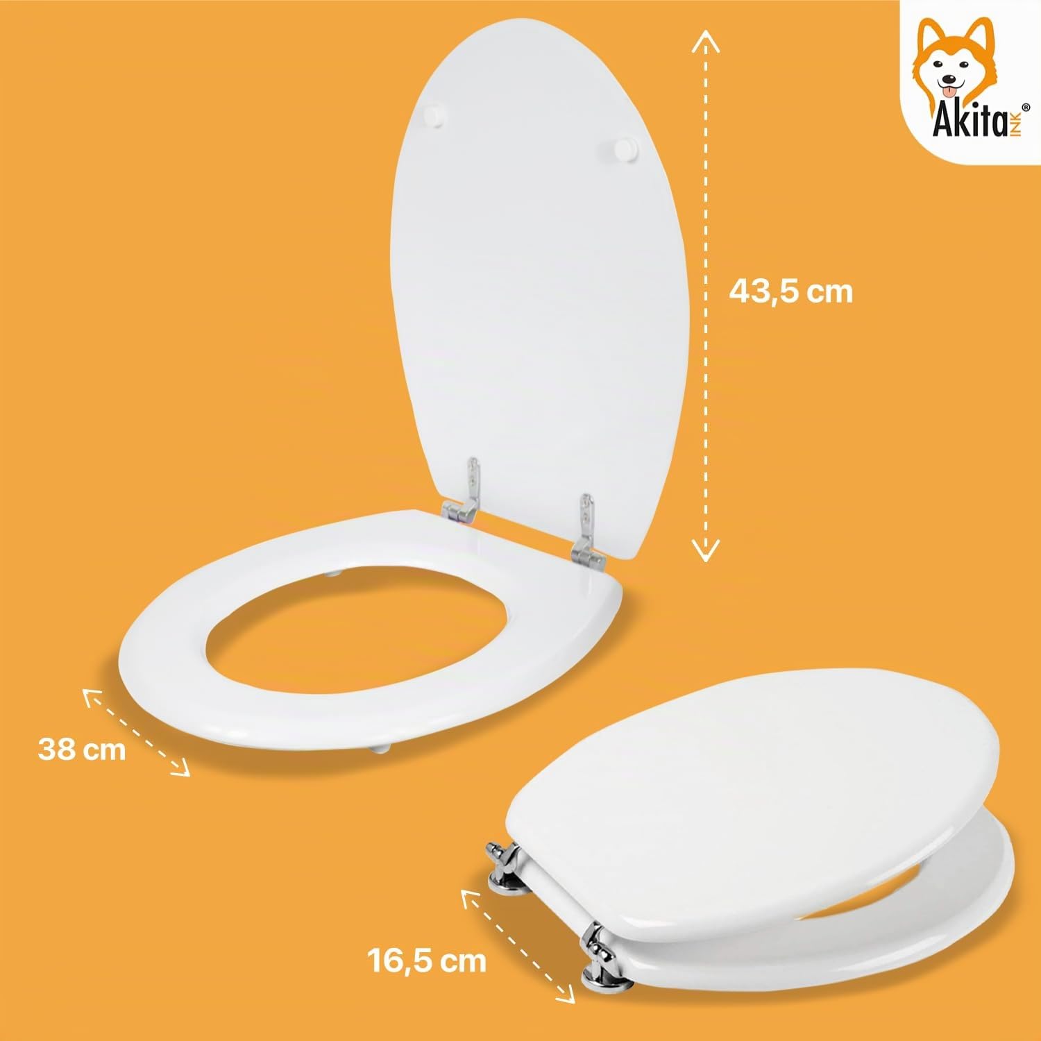 Akitaink copriwater soft close legno bianco universale