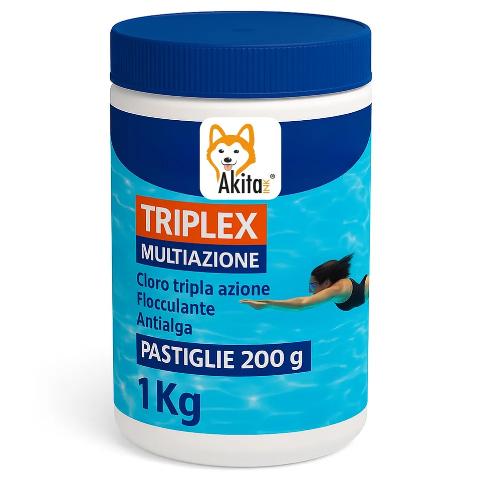 Akitaink Triplex pastiglie cloro 3 in 1 piscina 1 kg 200 g