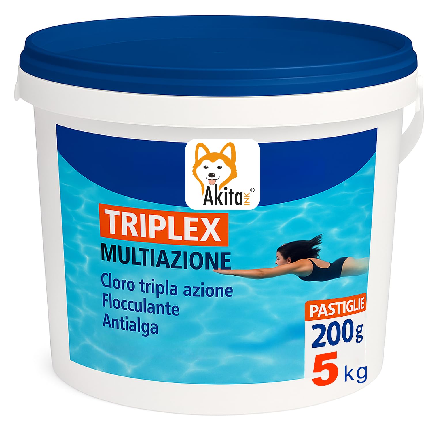 Akitaink Triplex pastiglie cloro 3 in 1 piscina 1 kg 200 g
