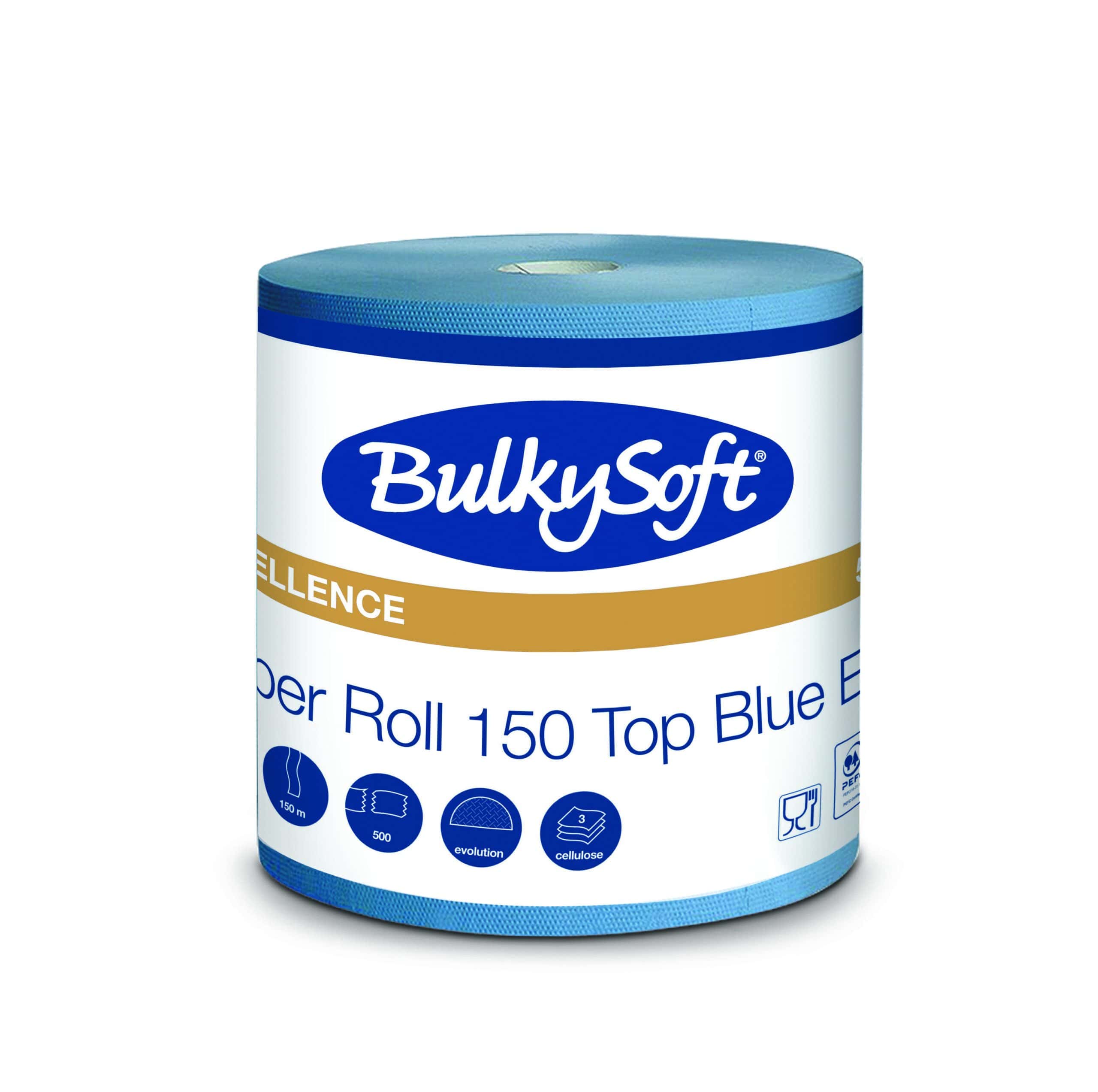 Bulkysoft Excellence Wiper Roll 150 Top Blue bobina