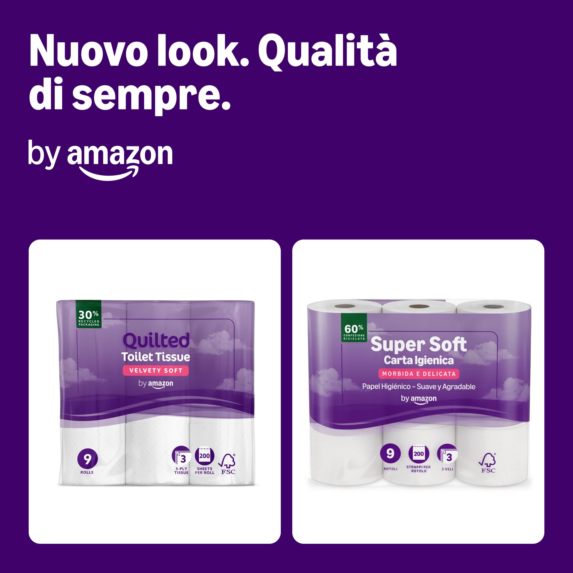 by Amazon carta igienica 3 veli 36 rotoli da 200 fogli