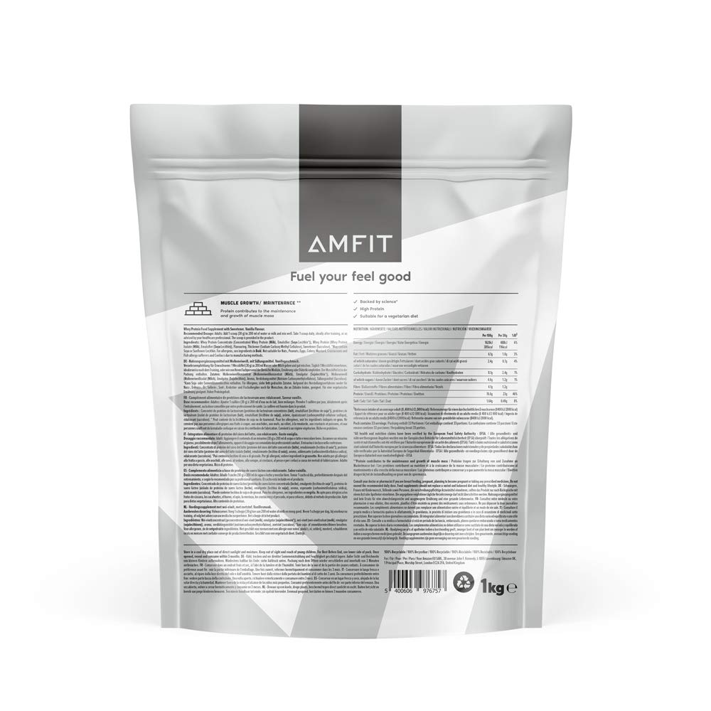 by Amazon Nutrition proteine whey vaniglia 2x1 kg 33 porzioni