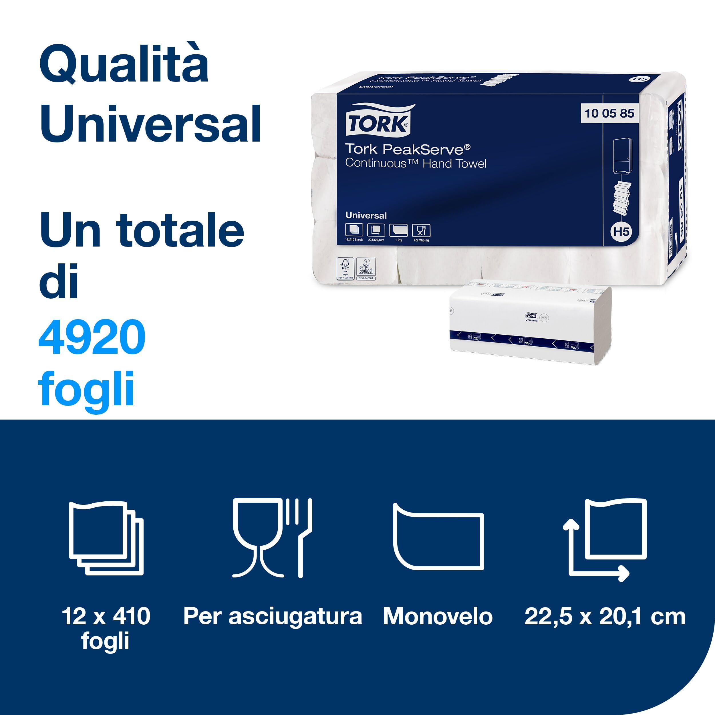 Tork PeakServe Universal 100585 asciugamani carta H5 12x410