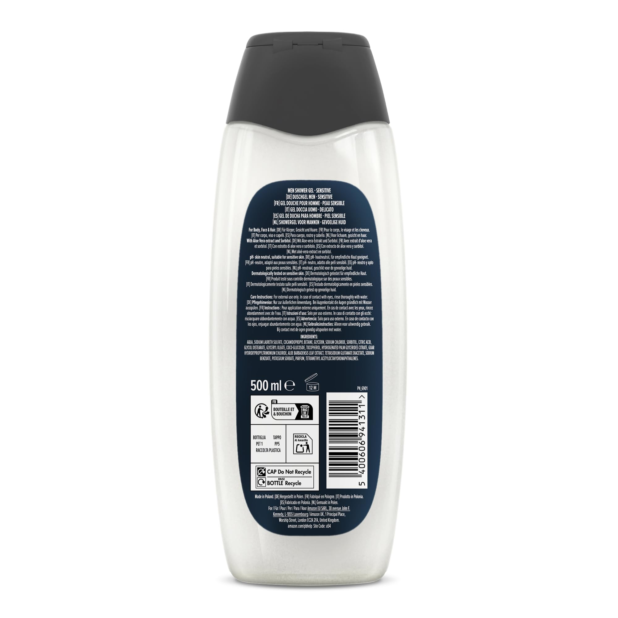 by Amazon Gel Doccia Uomo 3 in 1 Sensitive 2x500 ml
