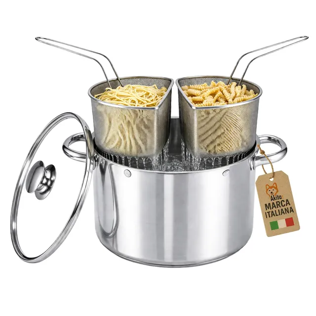 Akitaink Duna 24 cm Bollipasta Acciaio Inox 2 Cestelli