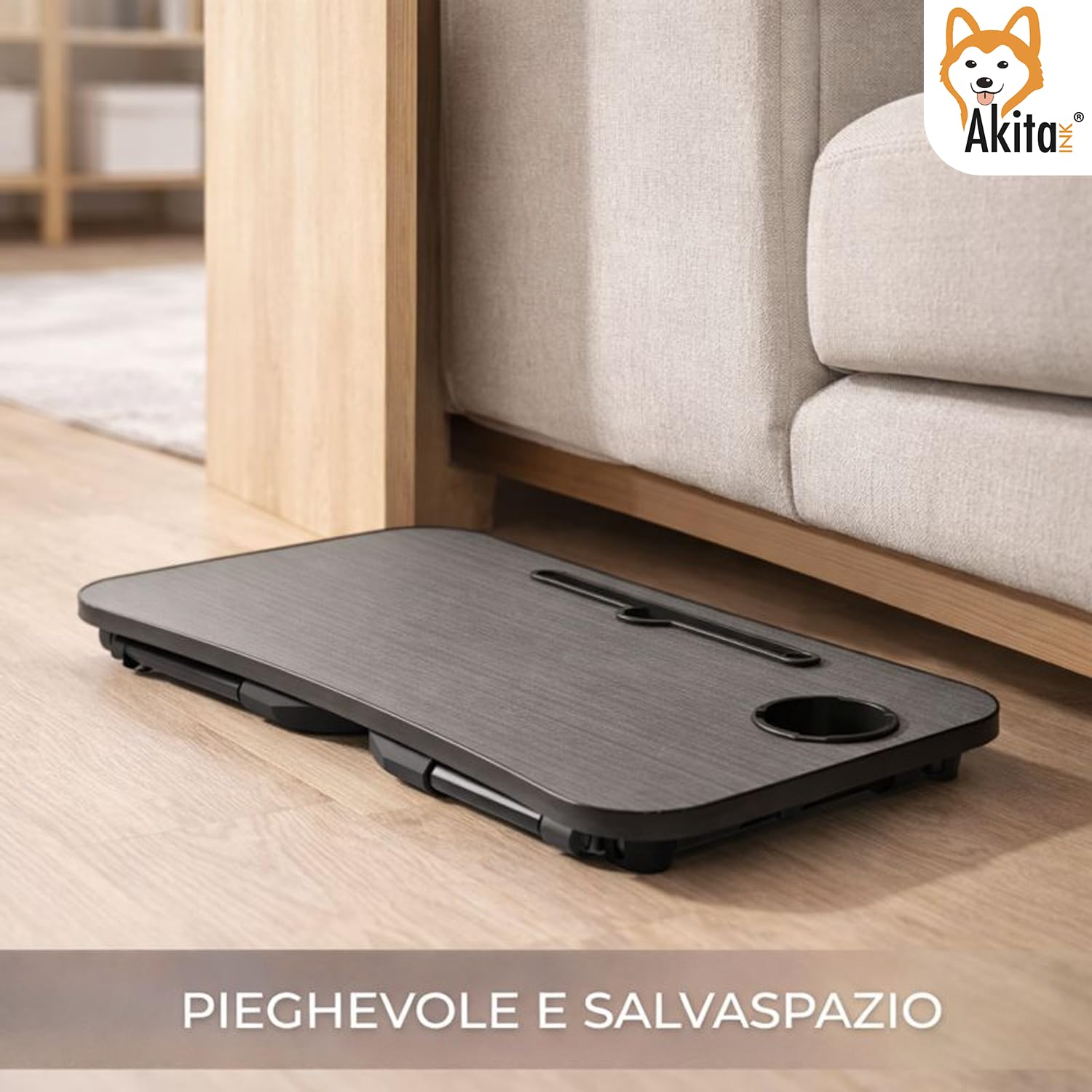Akitaink tavolino pieghevole laptop nero 60x40x26 cm