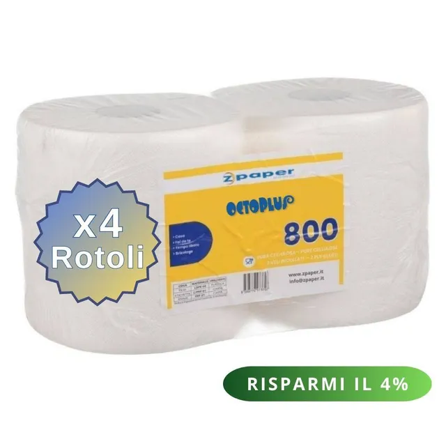 Zpaper R800 bobina maxi 4 rotoli pura cellulosa