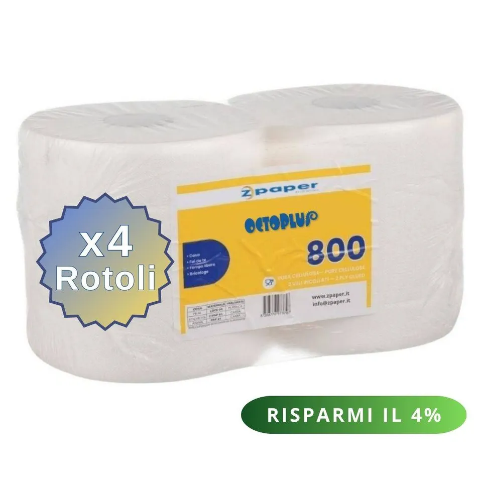Zpaper R800 bobina maxi 4 rotoli pura cellulosa