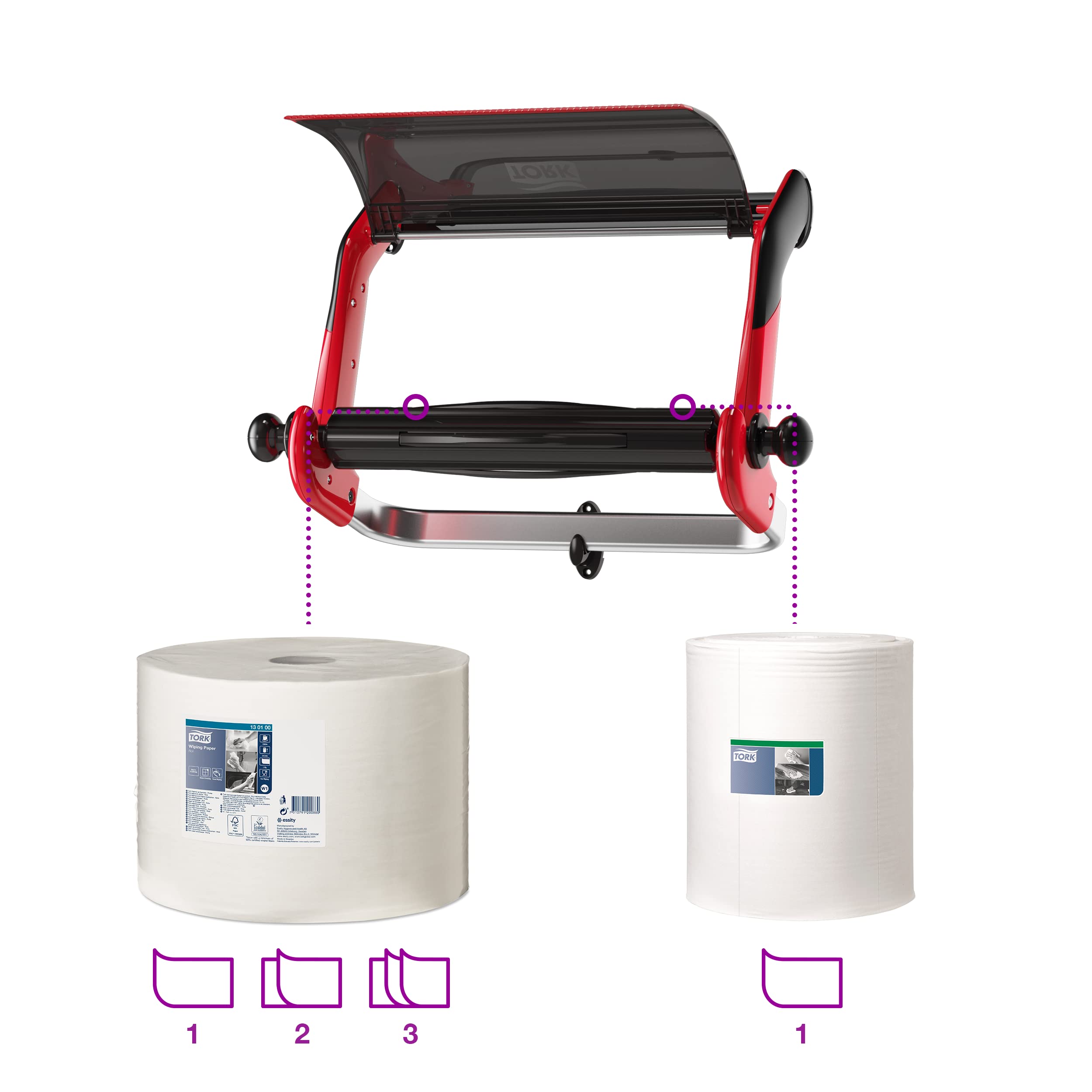 Tork W1 dispenser asciugamani a muro 2x750 extra forte