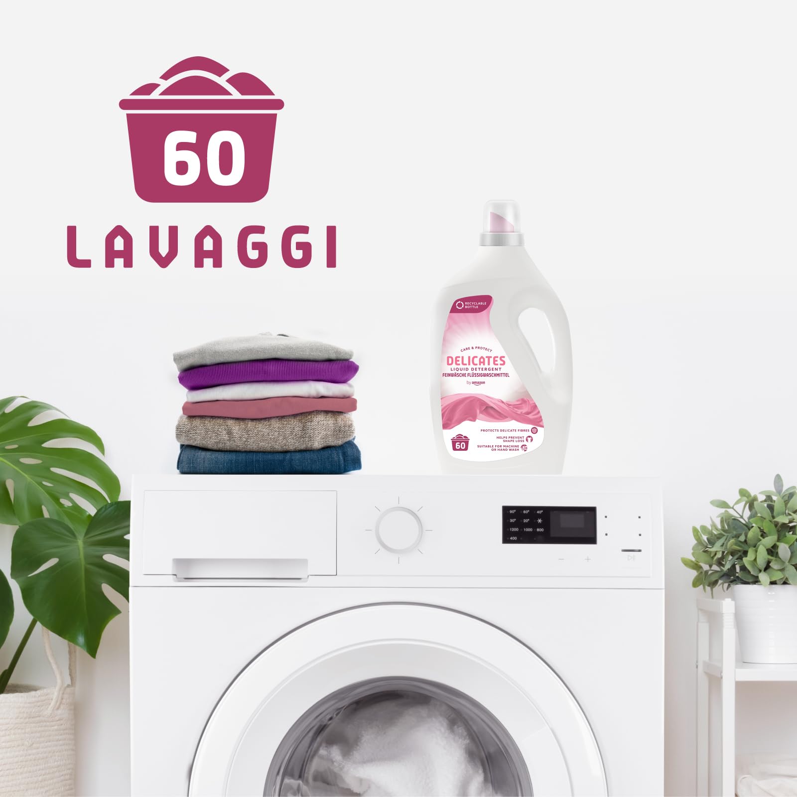 by Amazon Detersivo Liquido Delicati 3 L 60 lavaggi protettivo