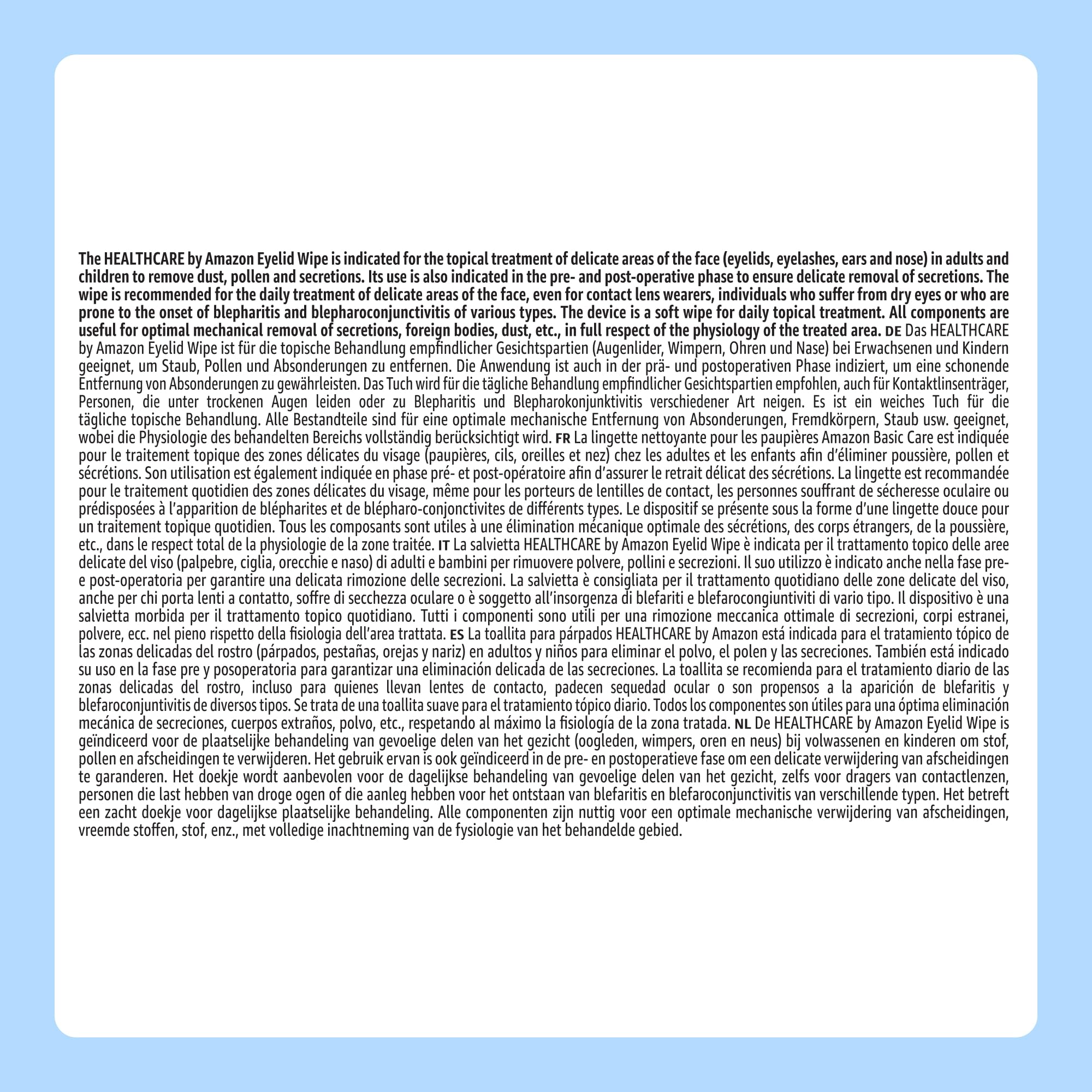 Healthcare by Amazon salviettine palpebre 60 pezzi inodori