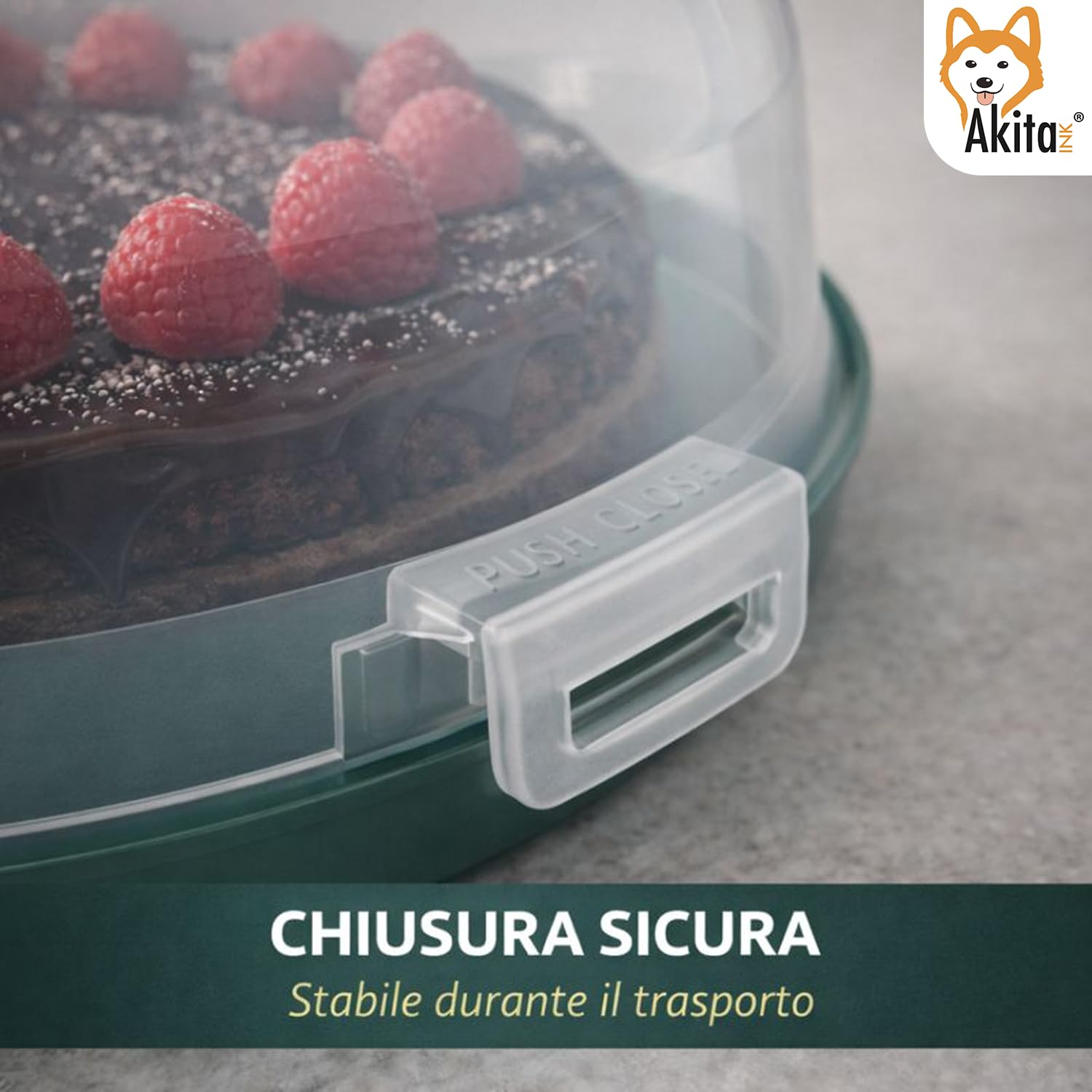 Akitaink porta torta con coperchio verde 28 cm