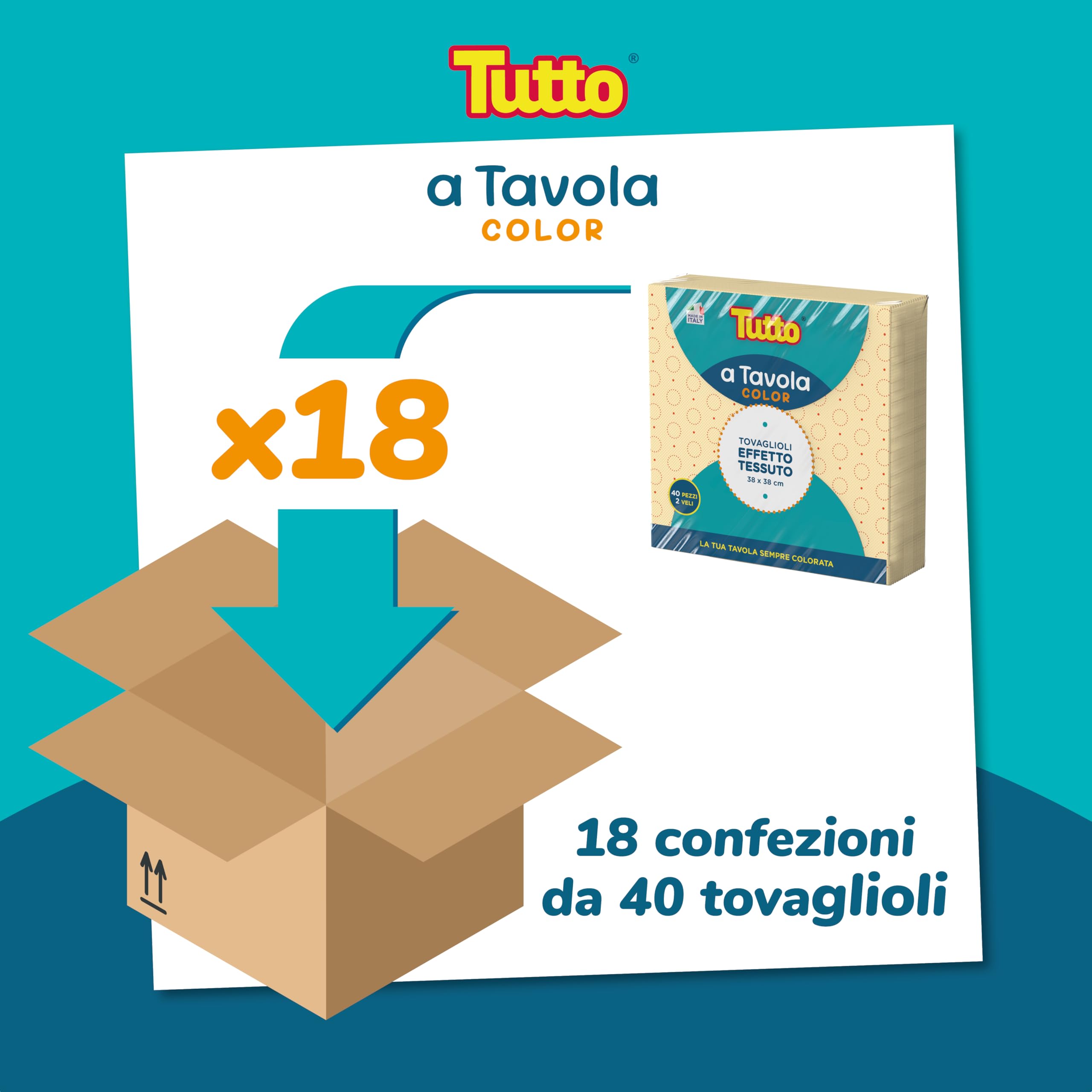 Tutto a Tavola Color tovaglioli 720 pz 38x38 cm 2 veli