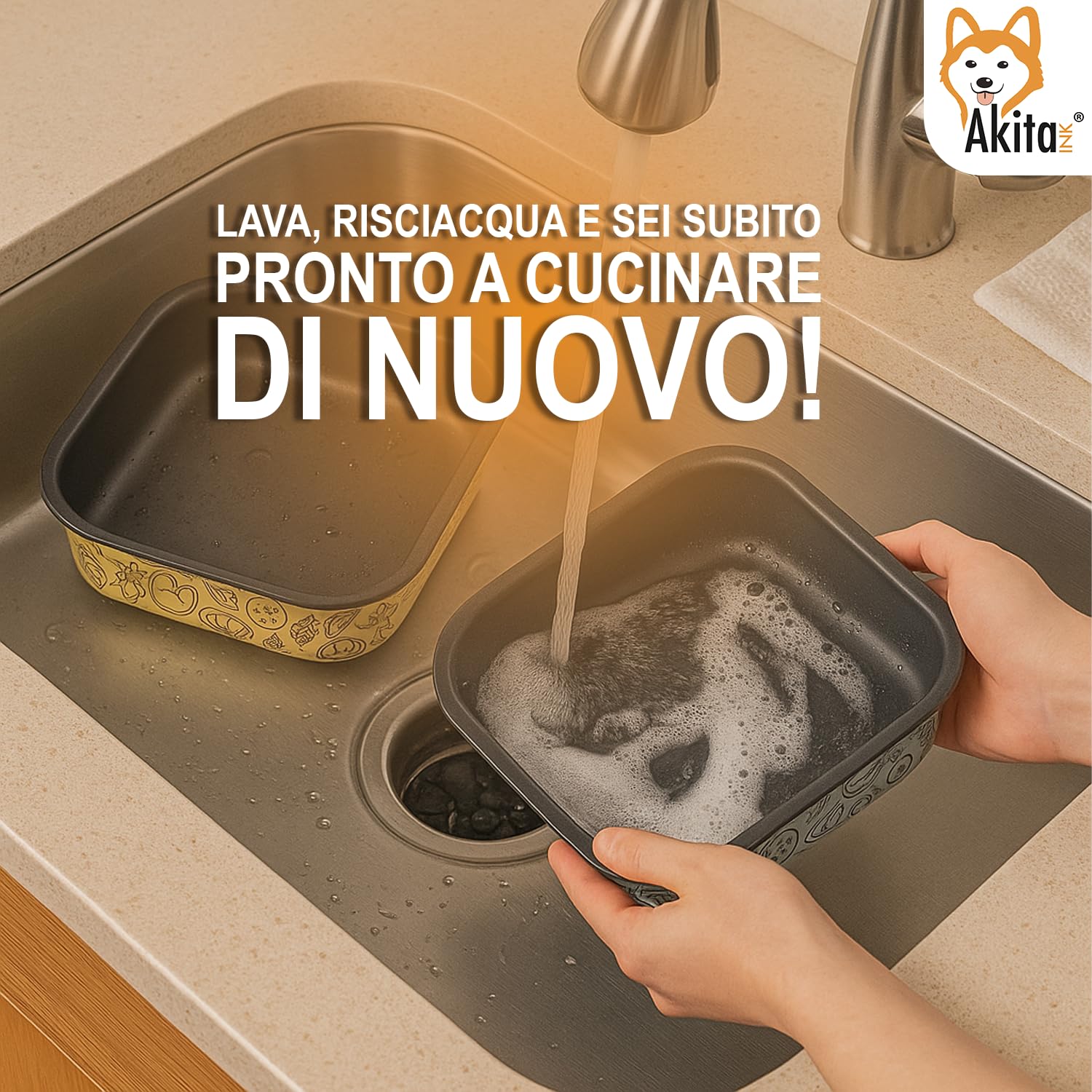 Akitaink teglia antiaderente friggitrice ad aria quadrata 20,7 cm